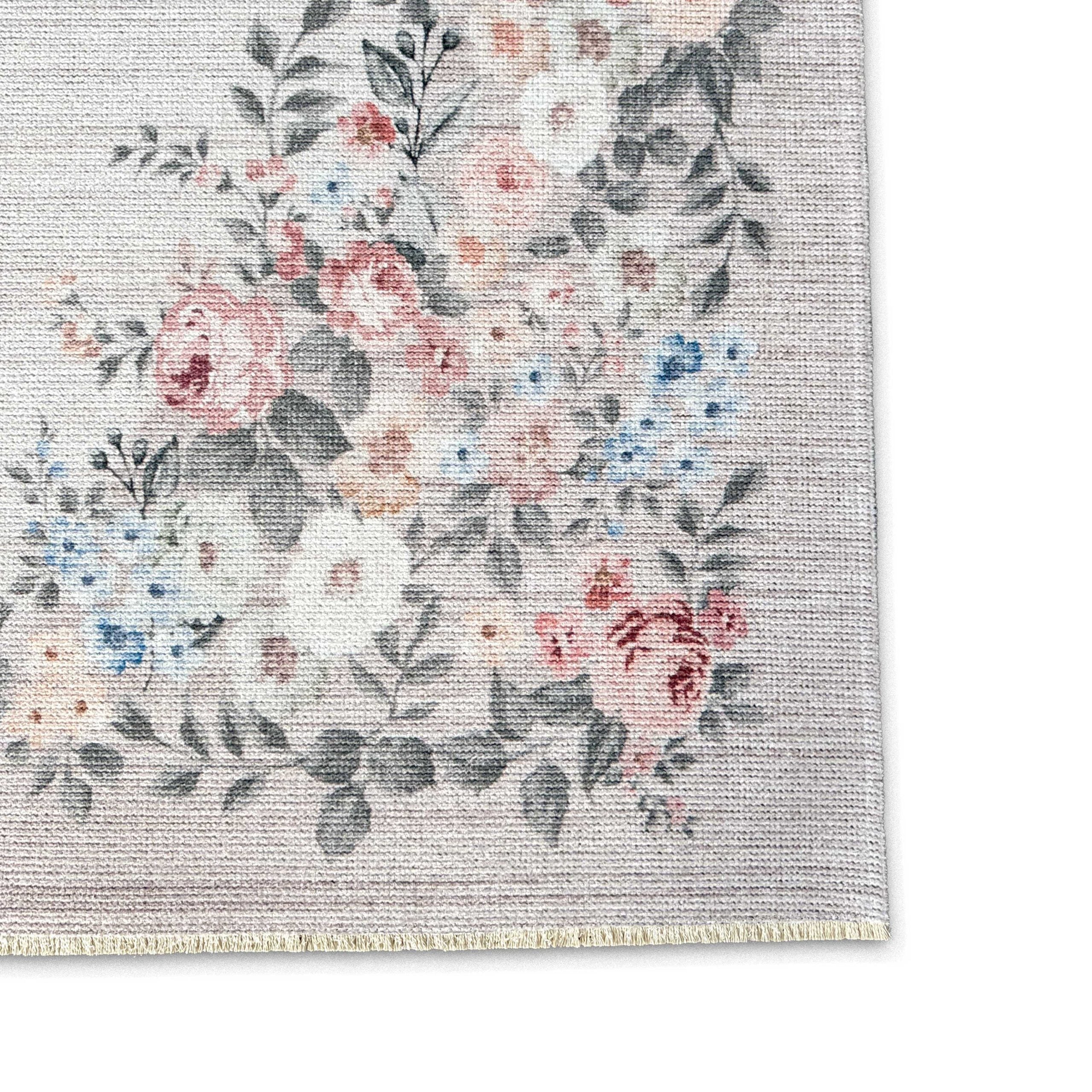 Netline Home Cream White Ethnic Classic Vintage Machine Washable Chenille Rug Design NH7145 - Gallery Image 3 - Netline Home