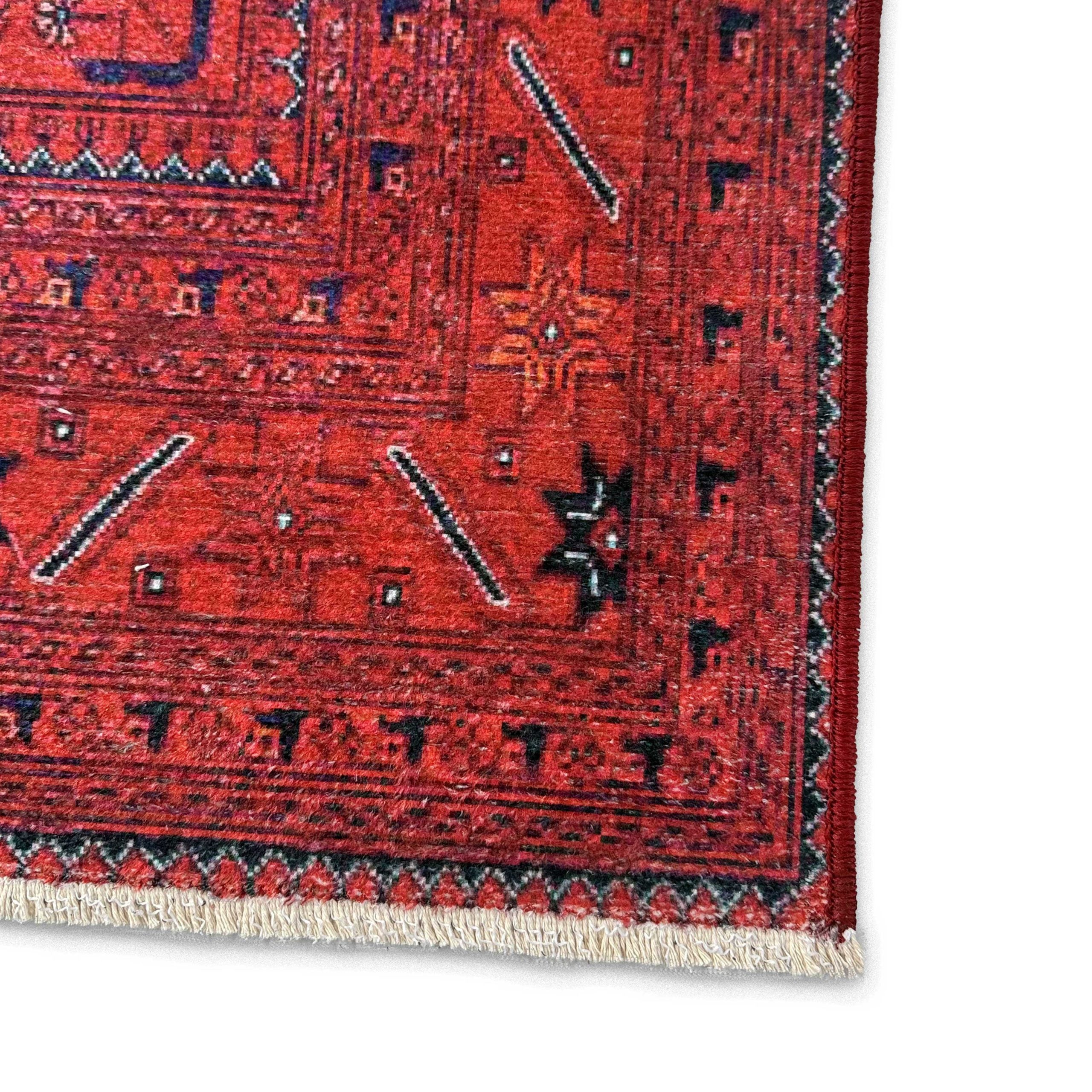 Netline Home Red Burgundy Ethnic Classic Vintage Machine Washable Chenille Rug Design NH7143 - Gallery Image 3 - Netline Home