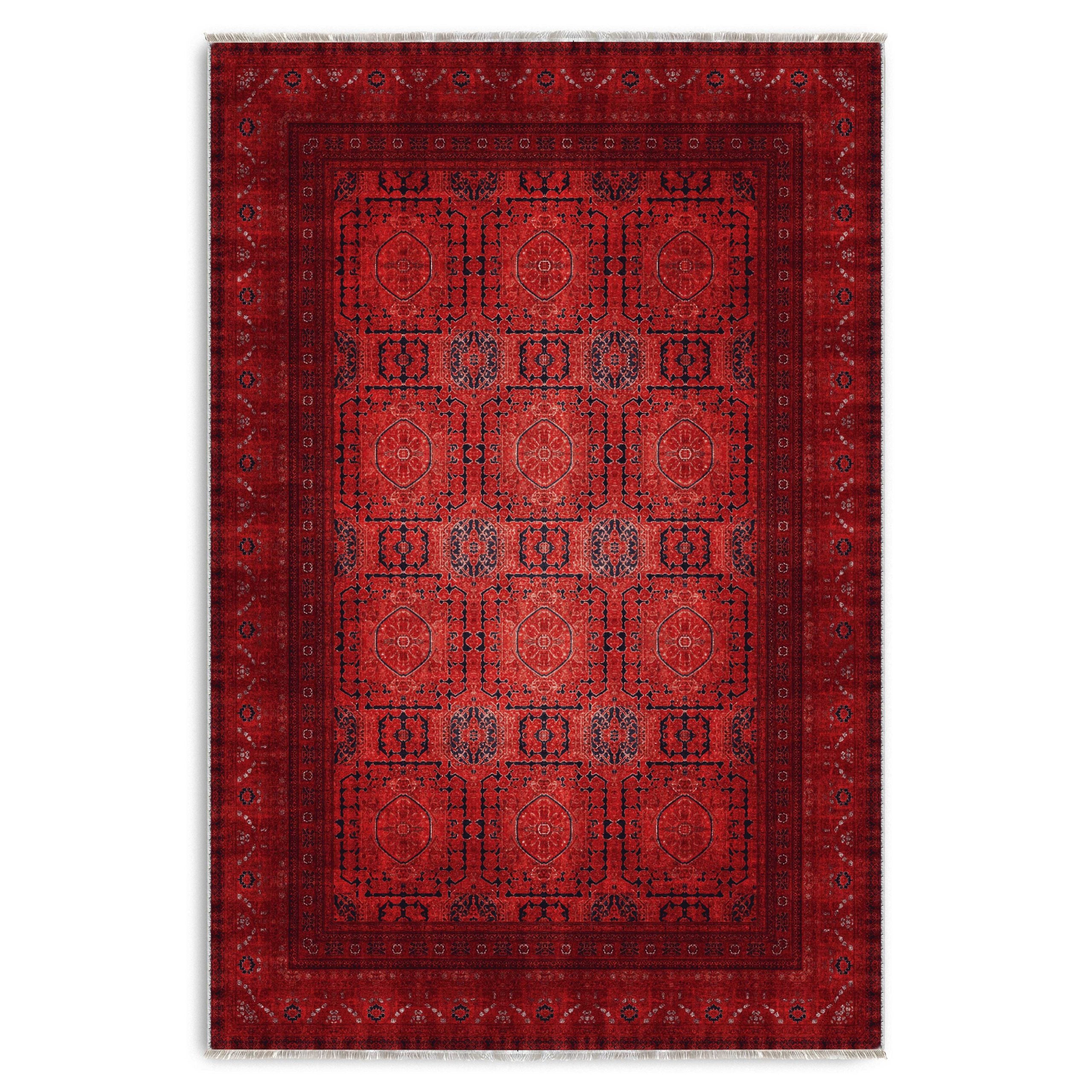 Netline Home Red Burgundy Ethnic Classic Vintage Machine Washable Chenille Rug Design 3011-01 - Hilltop Photoshoot - Netline Home