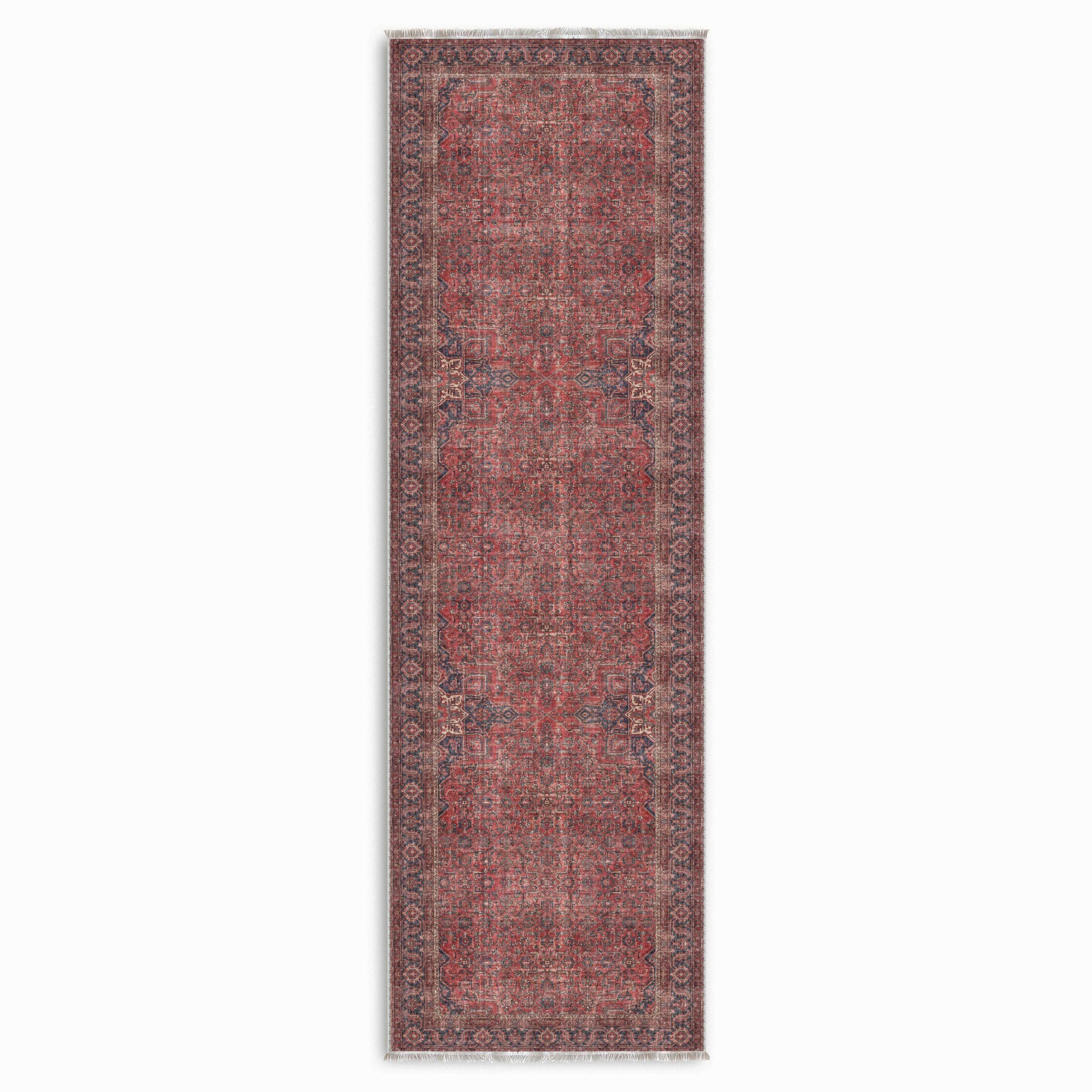Netline Home Red Burgundy Ethnic Classic Vintage Machine Washable Chenille Rug Design NH7171 - Gallery Image 7 - Netline Home