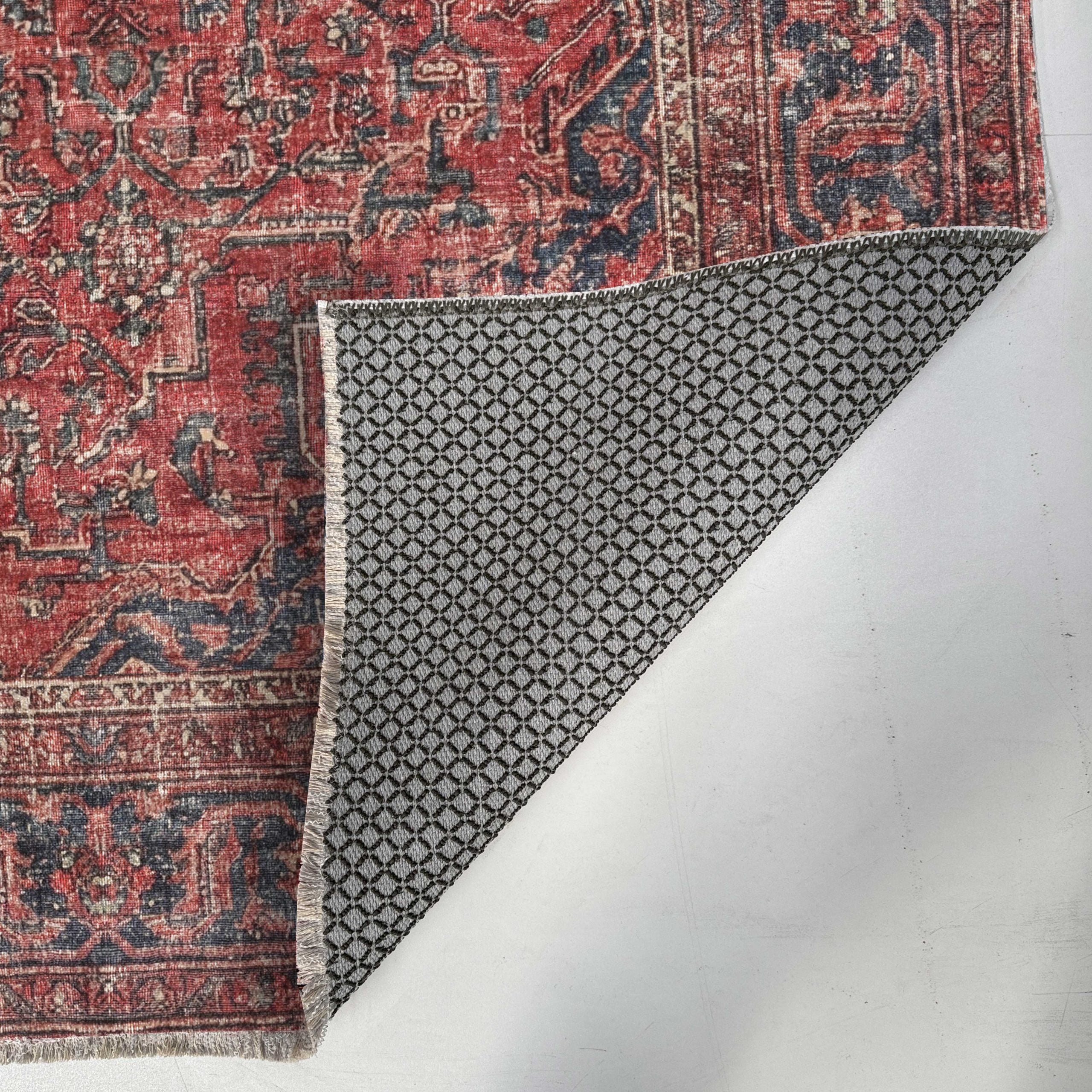 Netline Home Red Burgundy Ethnic Classic Vintage Machine Washable Chenille Rug Design NH7171 - Gallery Image 4 - Netline Home
