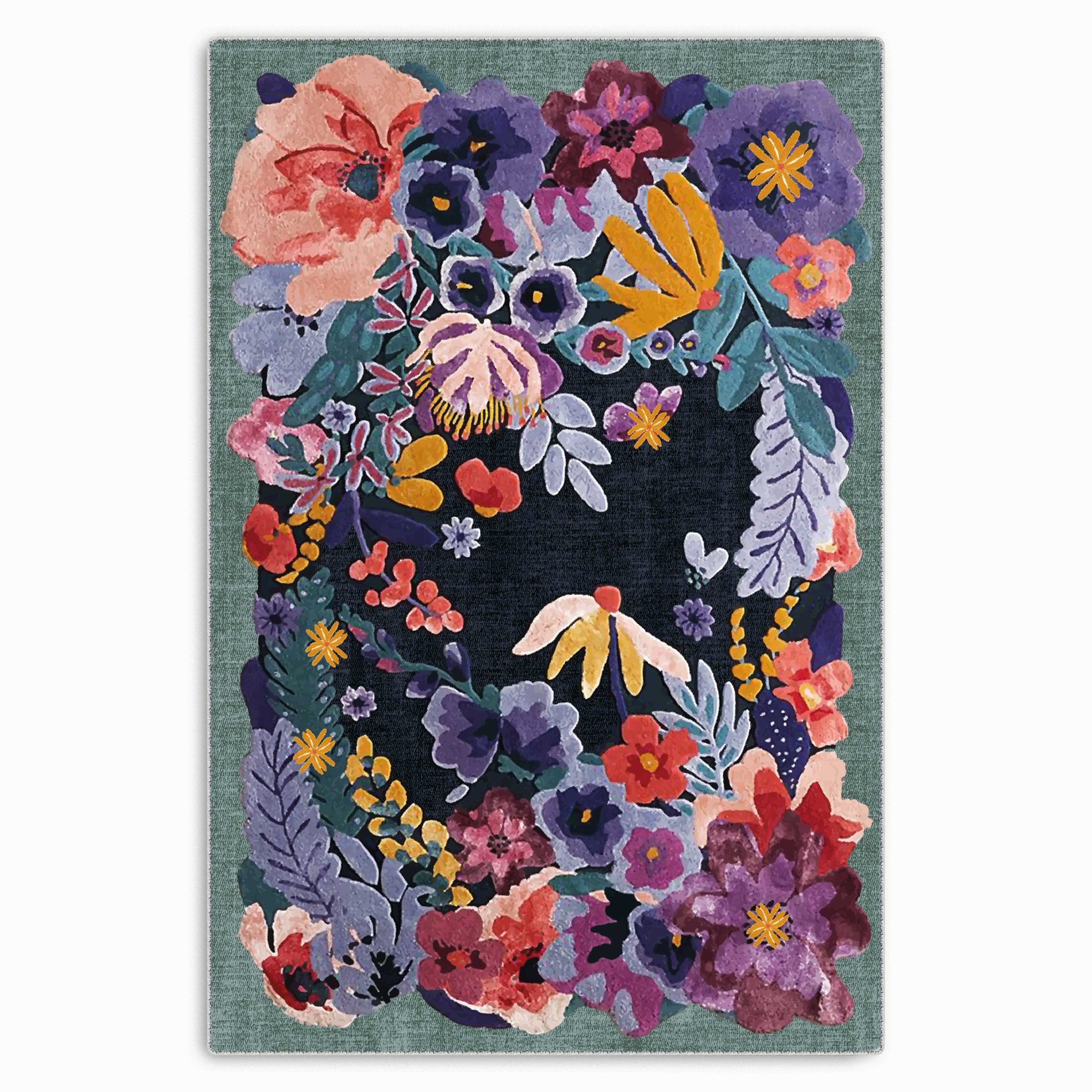Netline Home Lilac Purple Blue Navy Green Khaki Classic Machine Washable Chenille Rug Design NH7114 - Hilltop Photoshoot - Netline Home