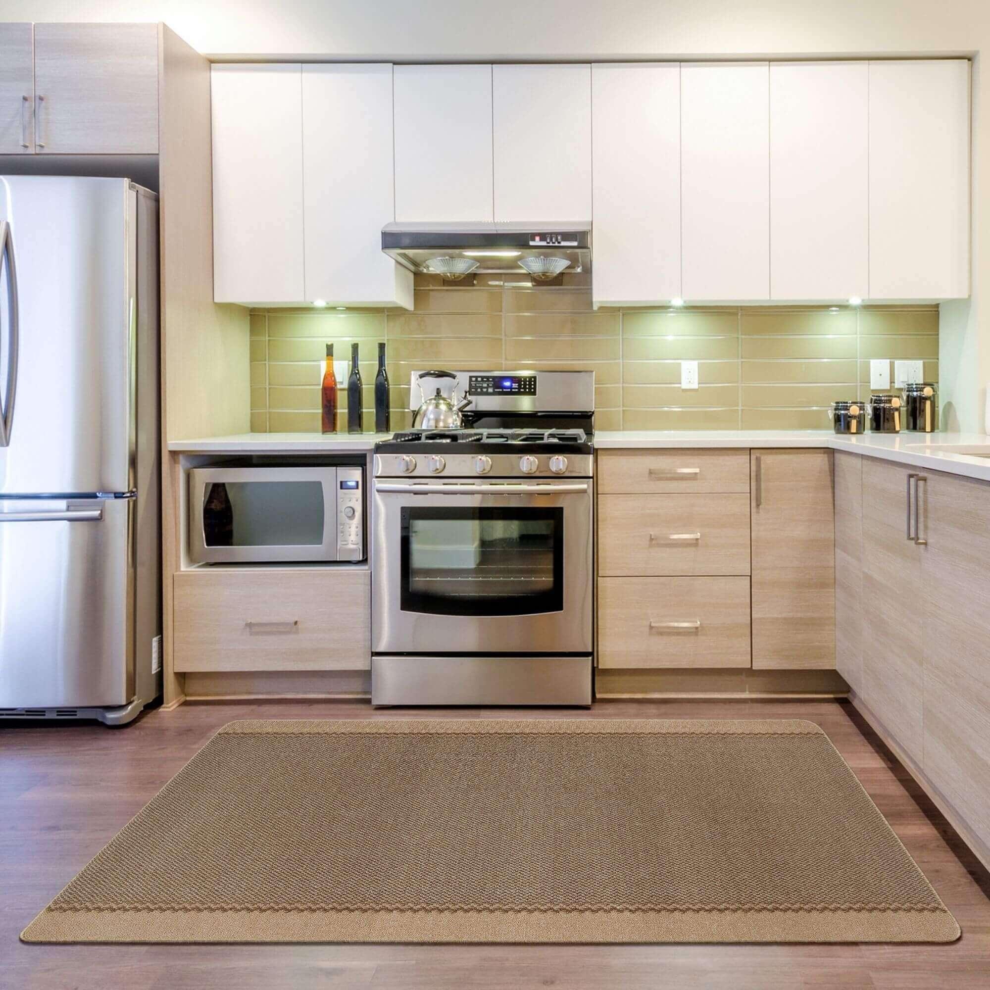 Washable Bordered Beige Rug | 116B