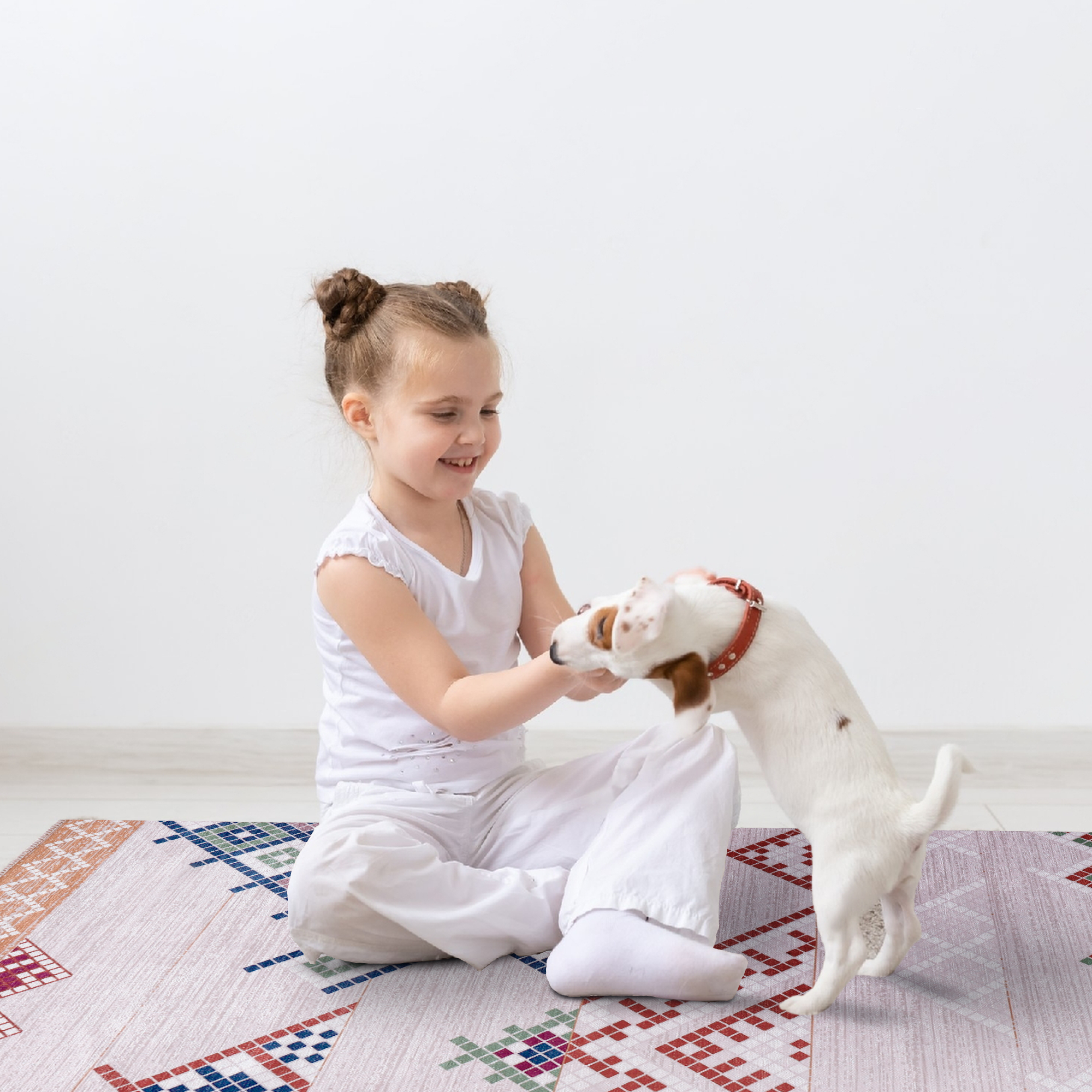 Netline Home Rugs Depot - Bohemian Grey Striped Washable Rug, Design NL1002