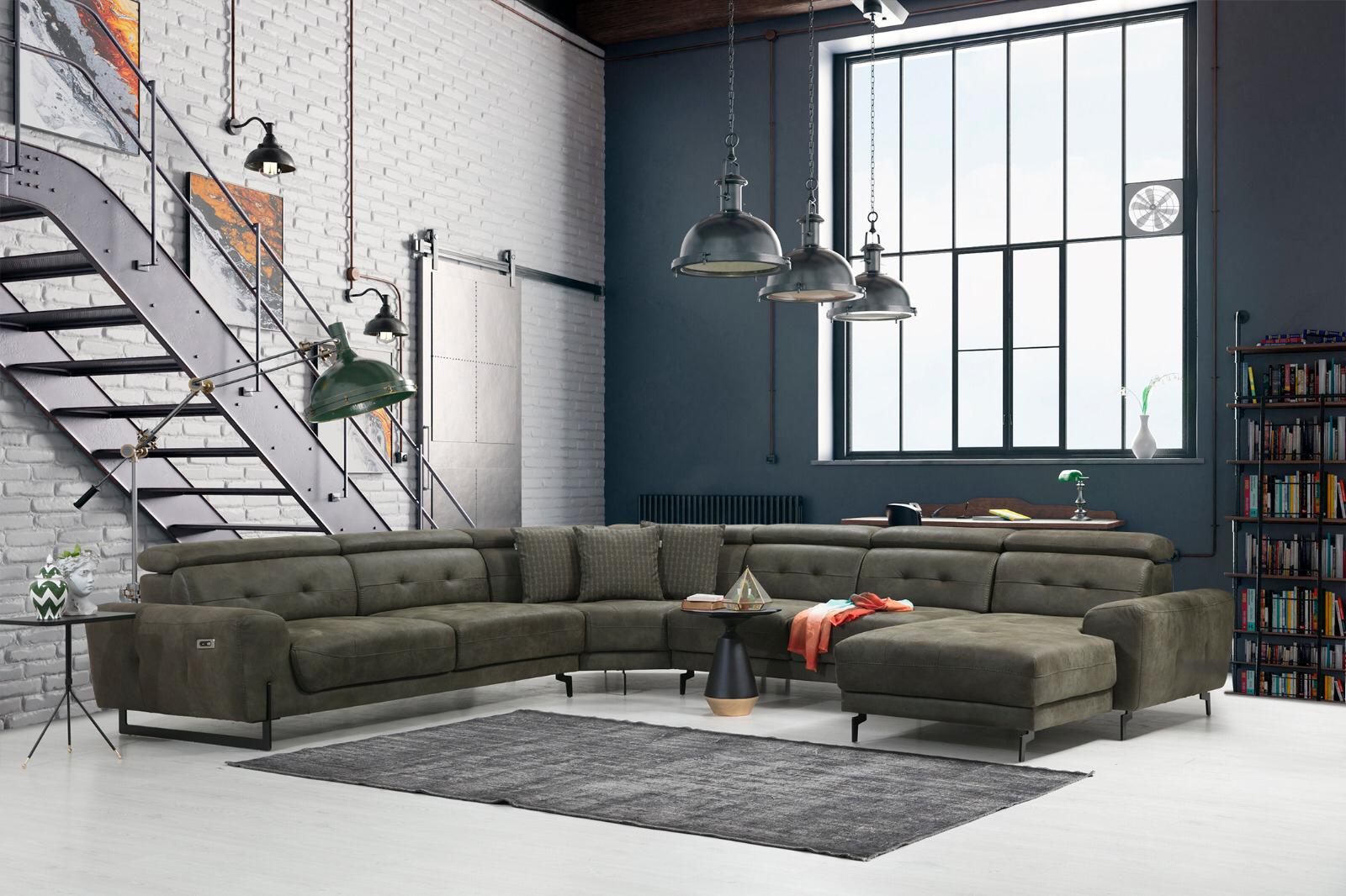 Lora U Corner Recliner Sofa by Netline Home Interior featuring plush upholstery and relaxed seating for everyday comfort