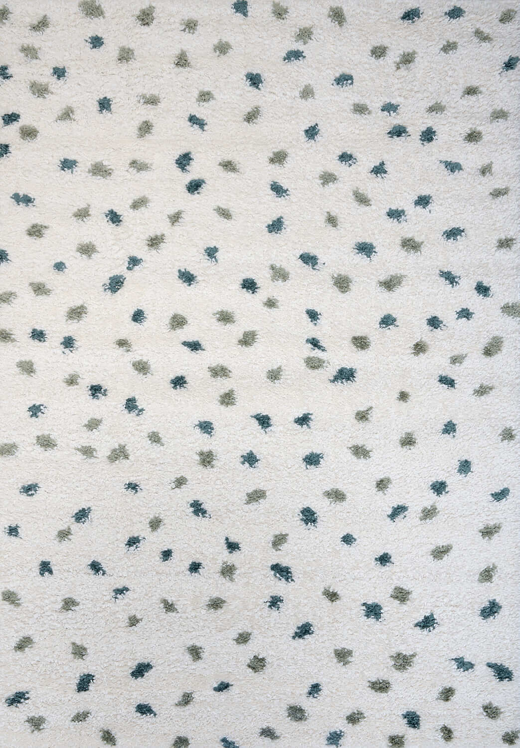 Top view of The Rugs Moodi Shaggy Green Drizzle Runner Rug showcasing its plush, textured shaggy surface and vibrant green color.