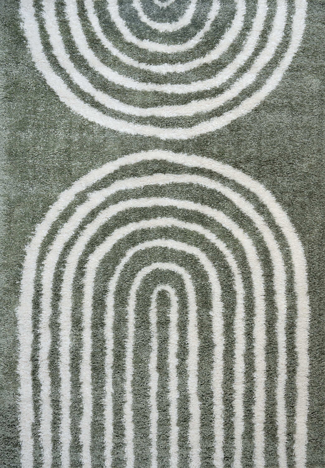 Top view of the Moodi Shaggy Green Reverie Runner Rug by The Rugs, showcasing its plush, shaggy texture and vibrant green color.