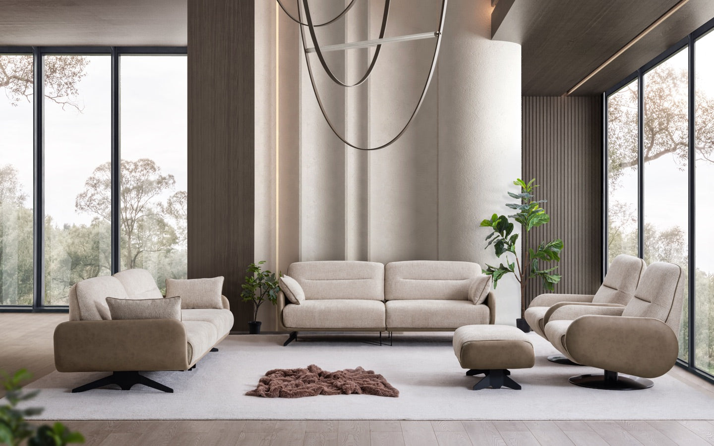 Spacious Melisa corner sofa set by Netline Home Interior with plush cushions and modern design for comfortable lounge seating.
