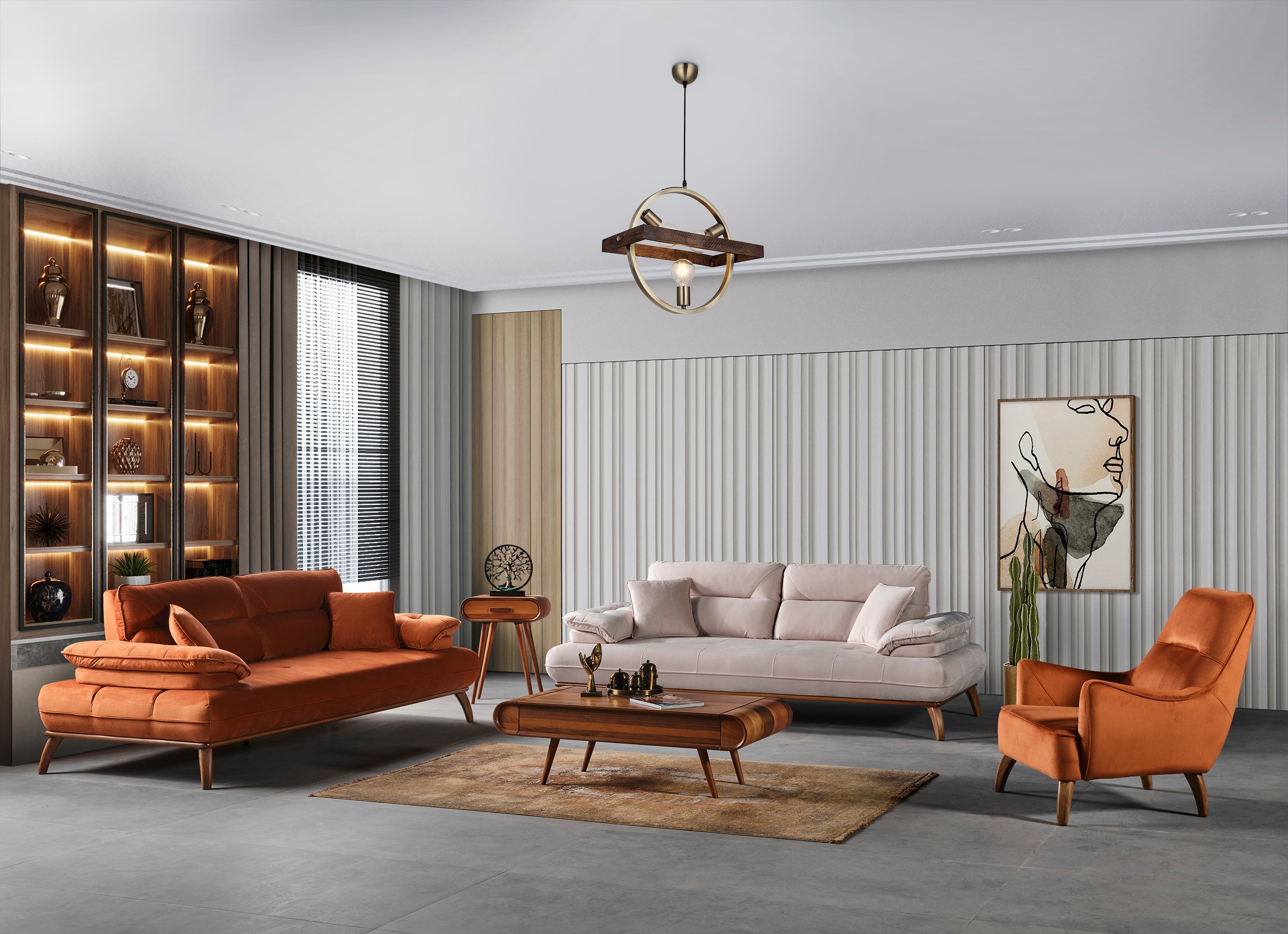 Modern Mayer sofa set by Netline Home Interior featuring plush cushions and sleek design for stylish living room comfort.