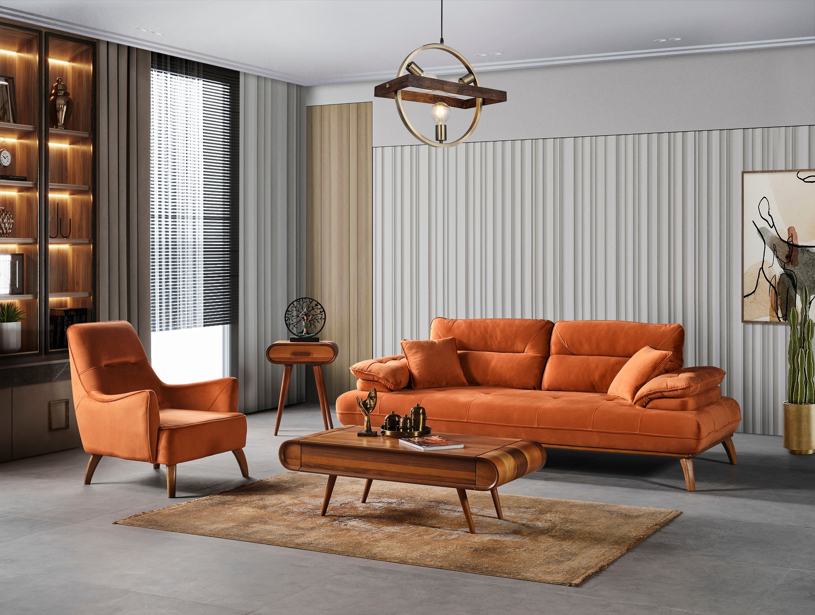 Netline Home Interior Mayer 3 Seater Sofa showcasing stylish, comfortable fabric seating with plush cushions in a modern living room setting.