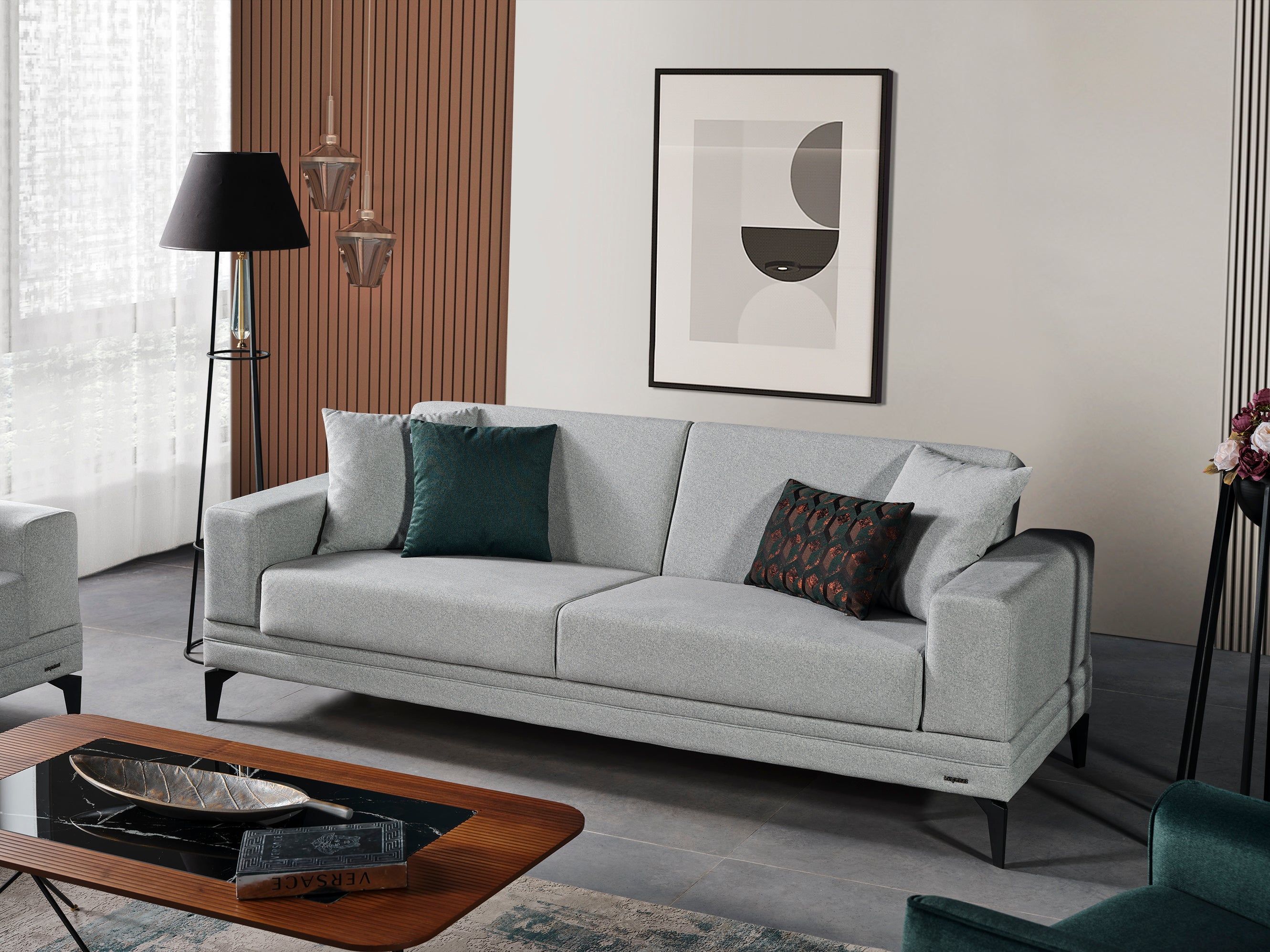 Talin 3 seater sofa by Netline Home Interior, stylish fabric sofa with plush cushions and modern design for everyday comfort