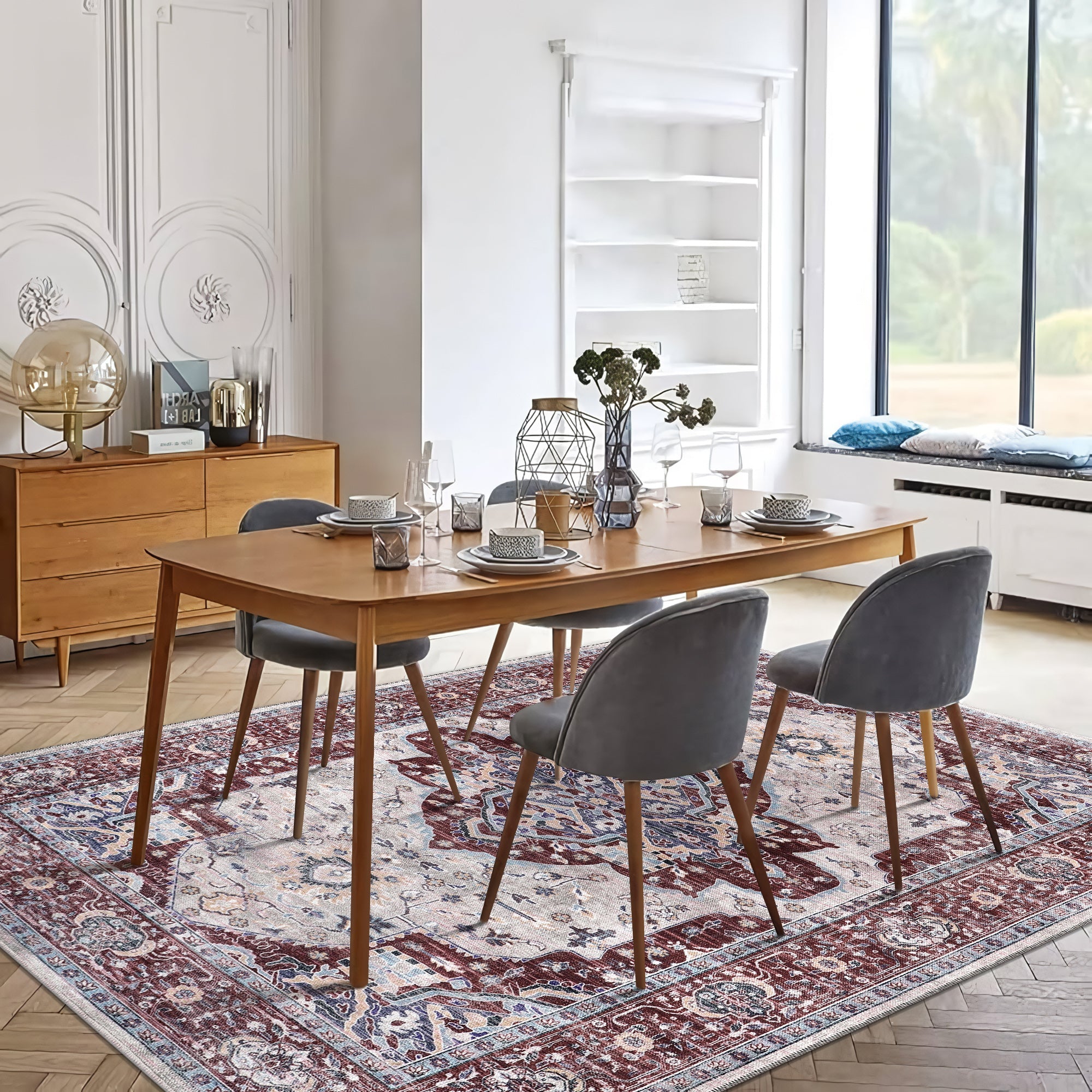 Netline Home Rugs Depot RW1008 – Machine Washable Persian Medallion Rug | Traditional Oriental Vintage Carpet for Living Room, Bedroom & Dining