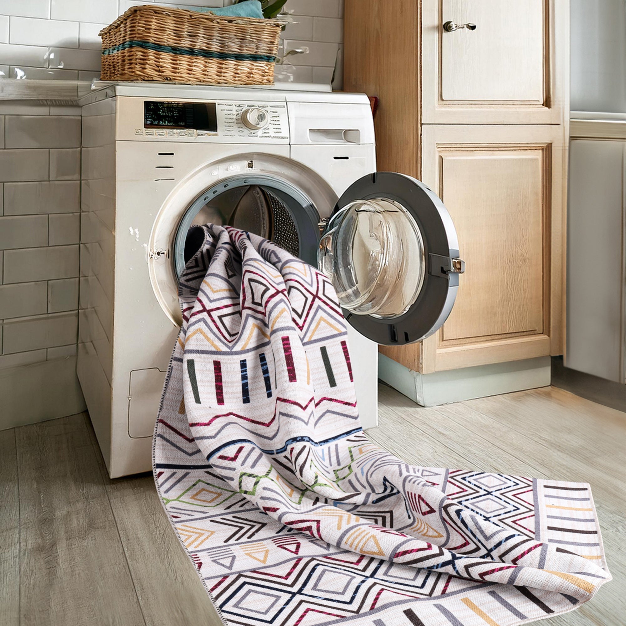 Netline Home Rugs Depot Kilim Red Medallion Washable Rug Design RW1005