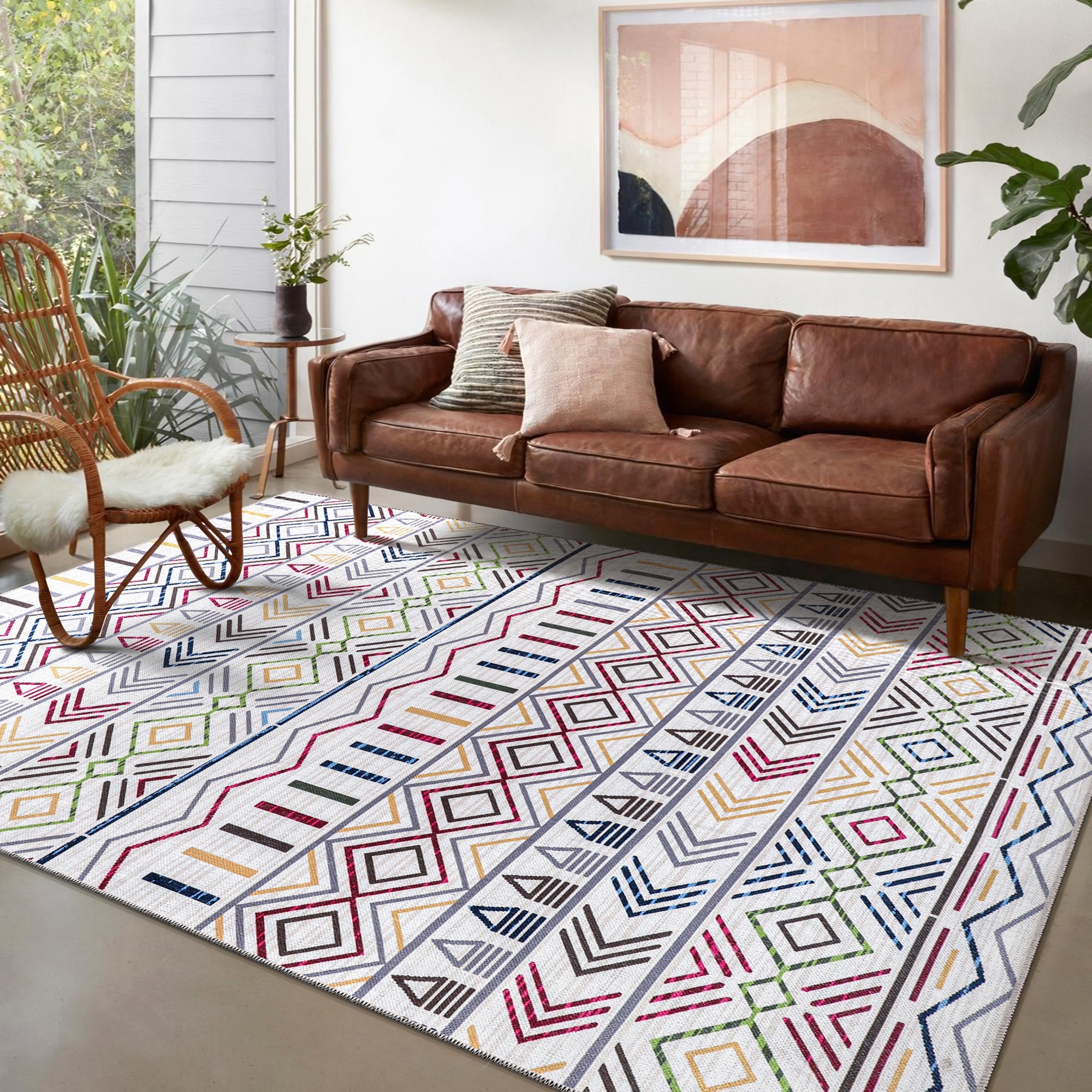 Netline Home Rugs Depot Kilim Red Medallion Washable Rug Design RW1005