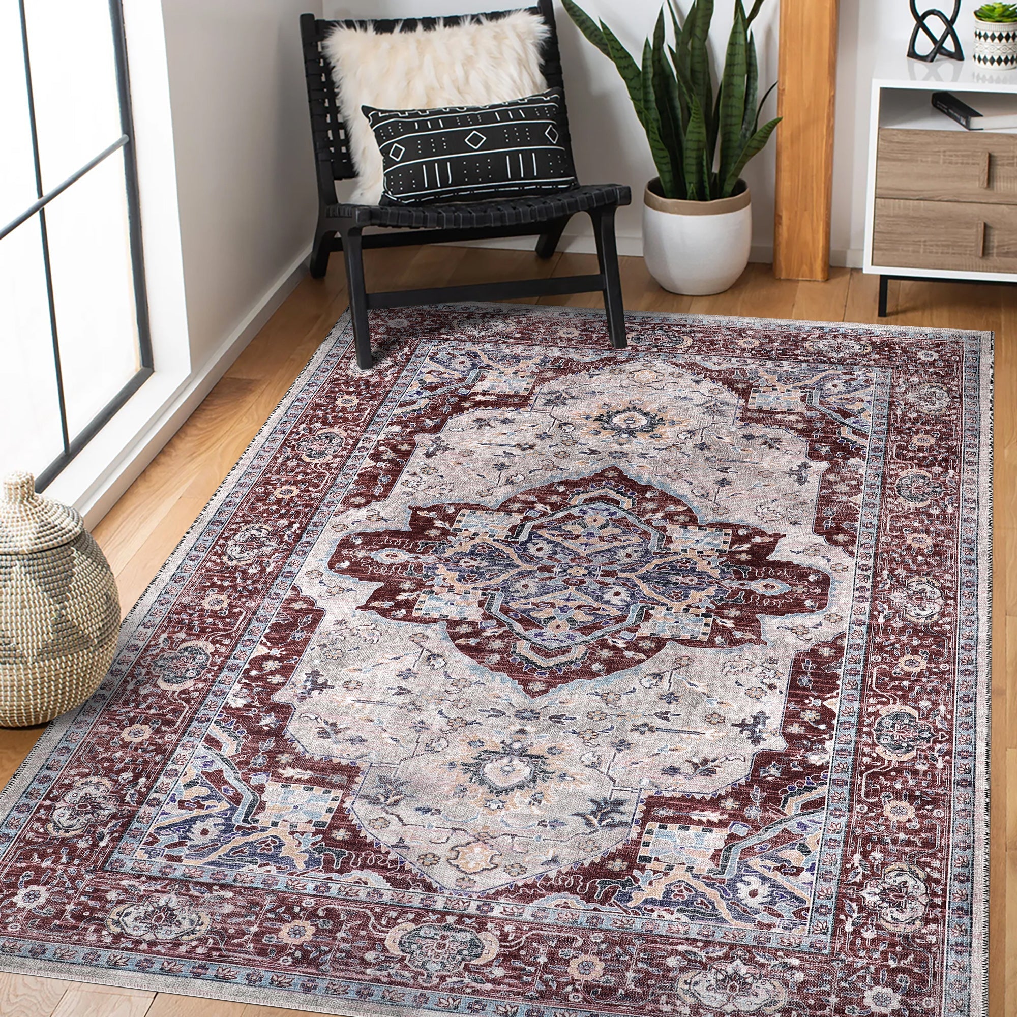 Netline Home Rugs Depot RW1008 – Machine Washable Persian Medallion Rug | Traditional Oriental Vintage Carpet for Living Room, Bedroom & Dining