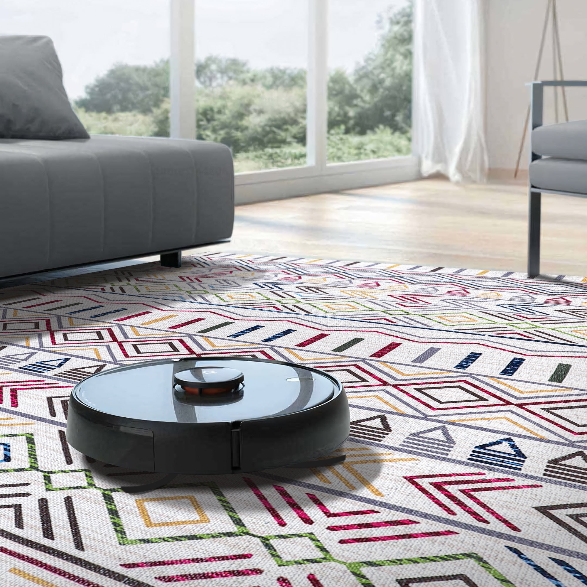 Netline Home Rugs Depot Kilim Red Medallion Washable Rug Design RW1005