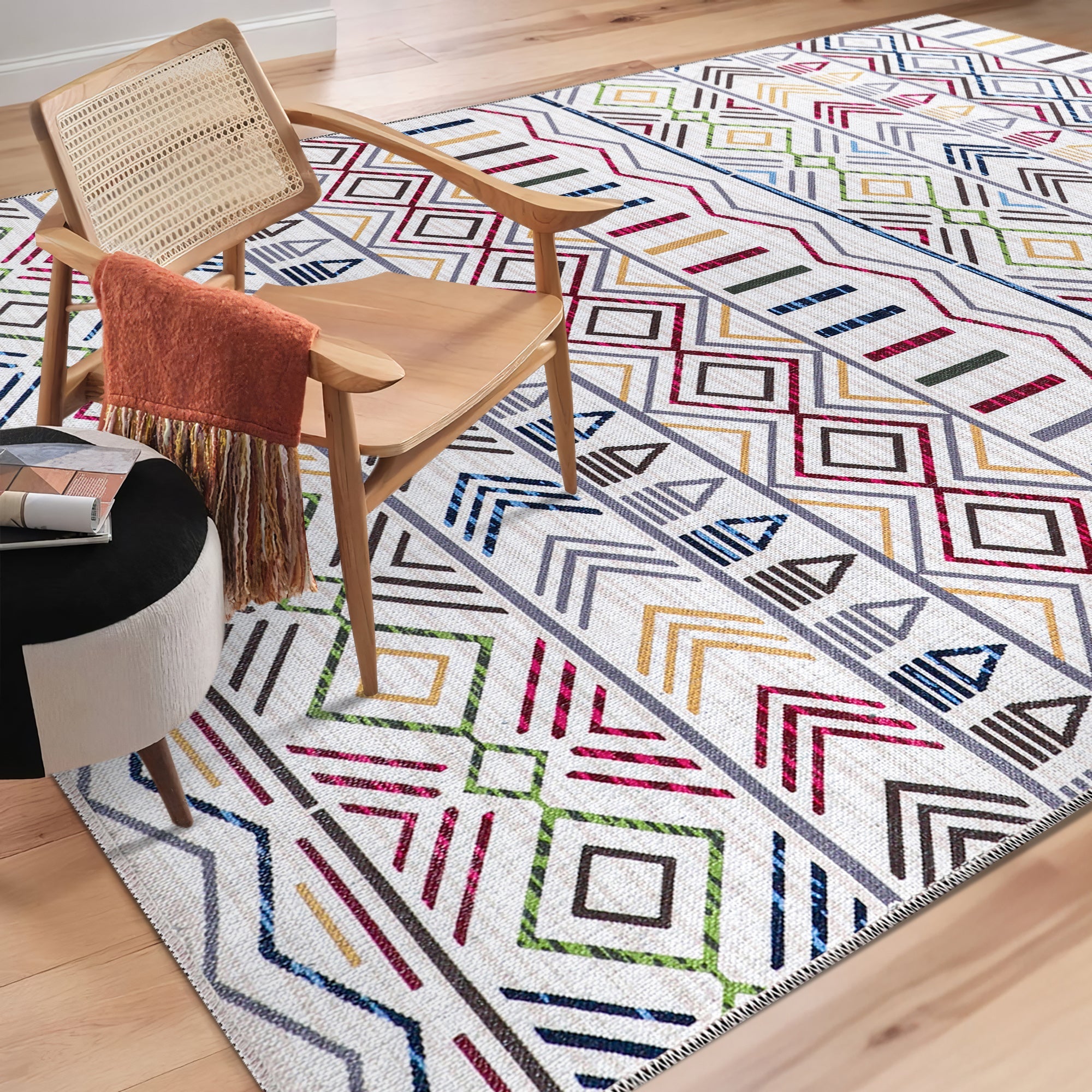 Netline Home Rugs Depot Kilim Red Medallion Washable Rug Design RW1005