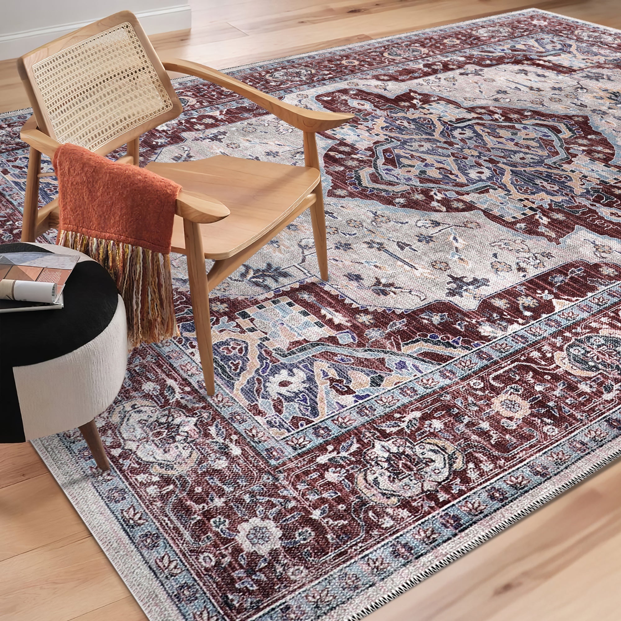 Netline Home Rugs Depot RW1008 – Machine Washable Persian Medallion Rug | Traditional Oriental Vintage Carpet for Living Room, Bedroom & Dining