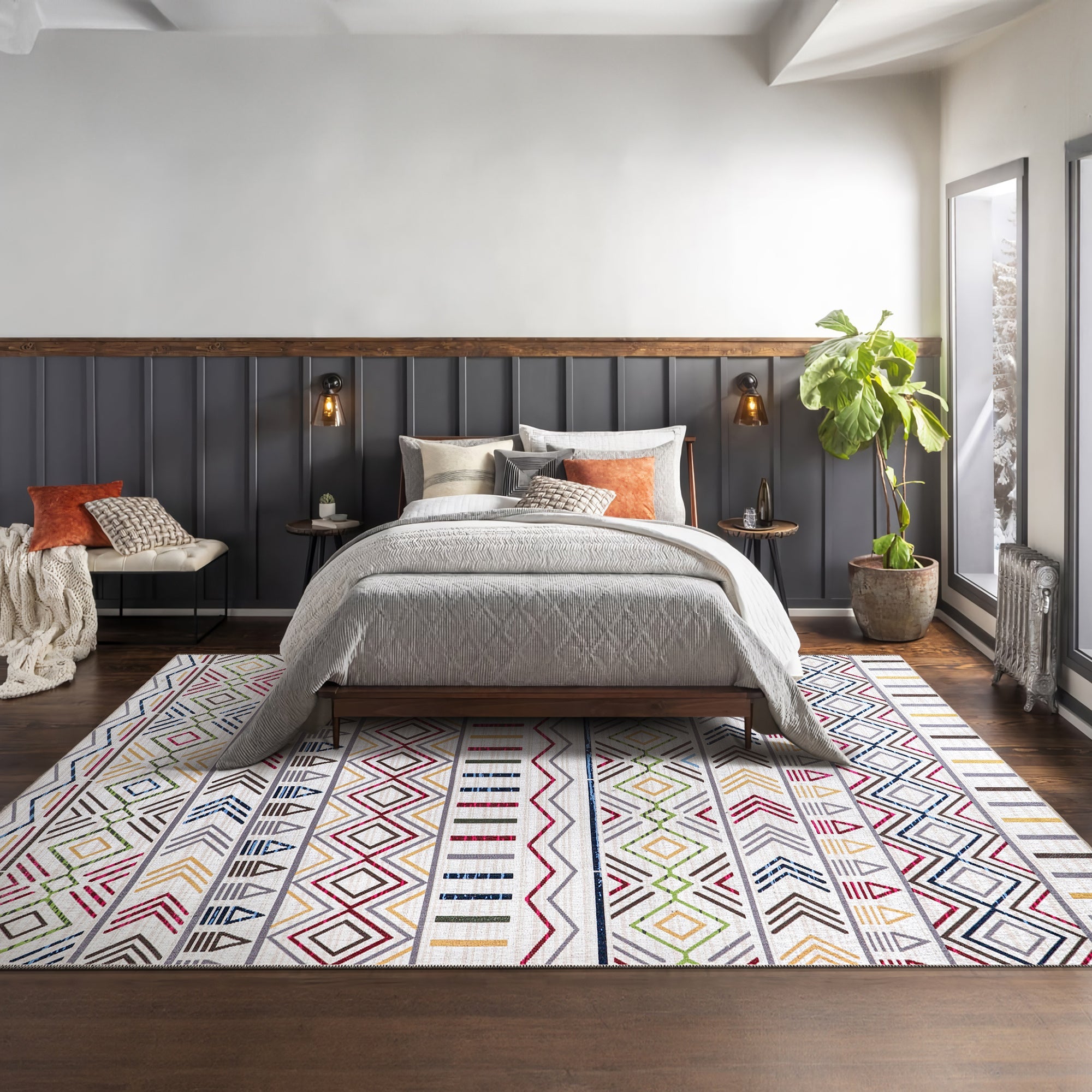 Netline Home Rugs Depot Kilim Red Medallion Washable Rug Design RW1005