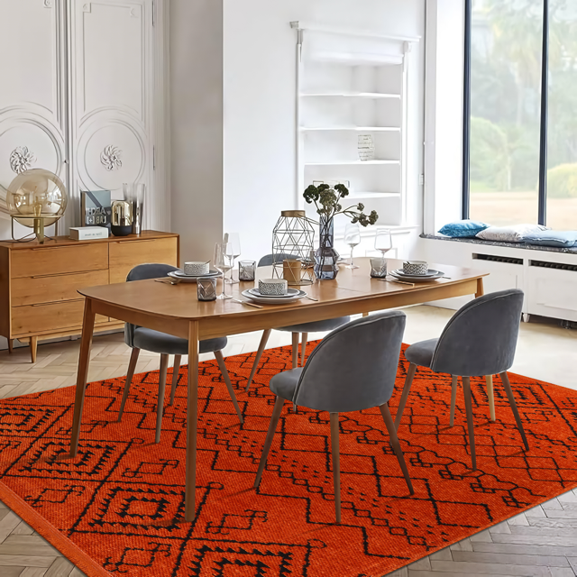 Netline Home Machine Washable Rug RW1801 – ORANGE Soft Chenille