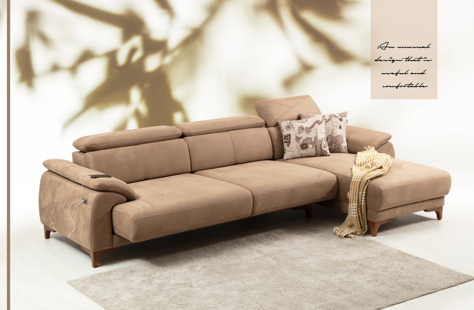 Netline Home Interior Oscar Relax Mini L Corner Recliner Sofa, soft fabric upholstery and plush cushions in a modern living room setting.