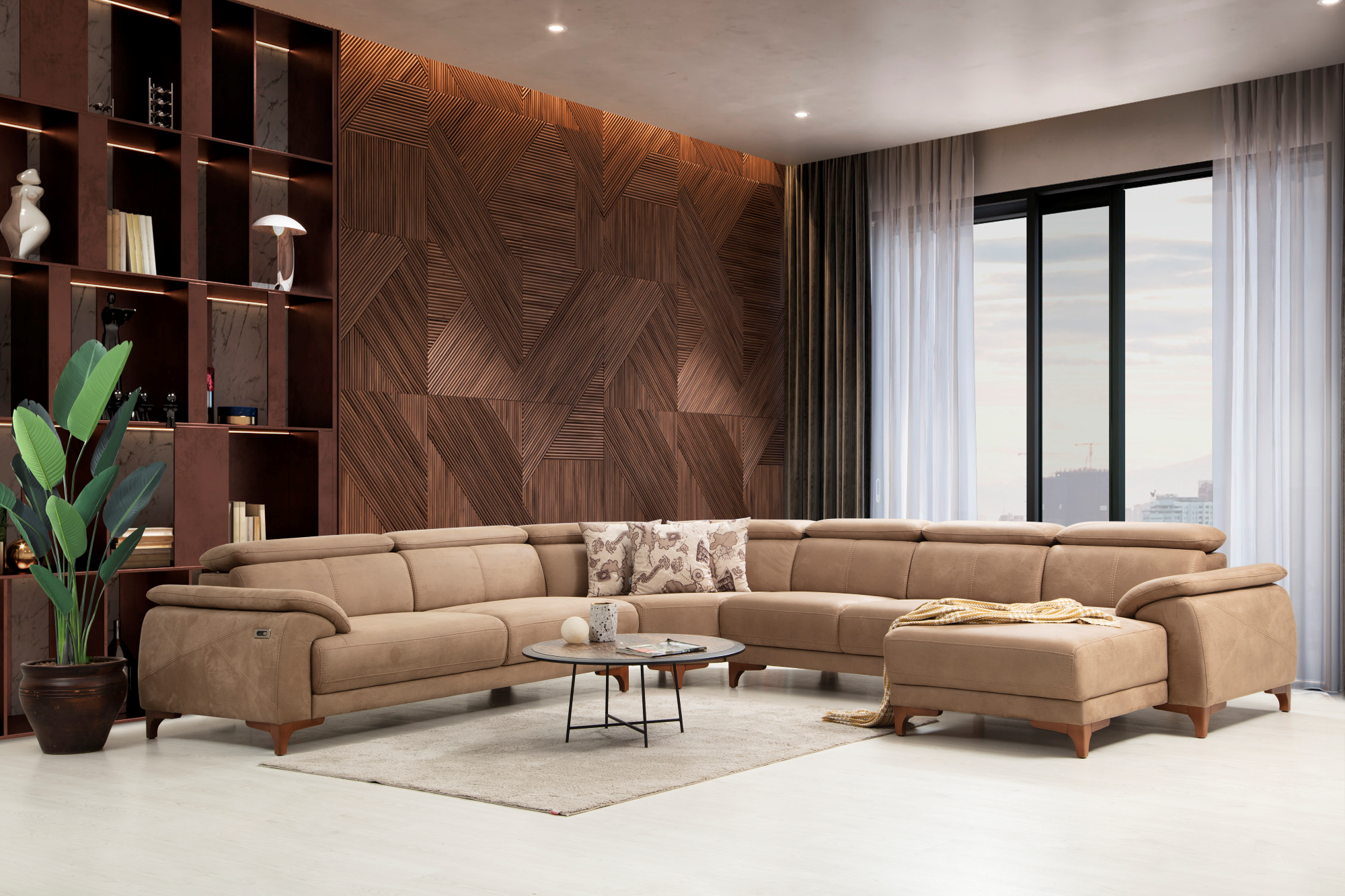 Netline Home Interior Oscar U Corner Recliner Sofa with plush cushions and fabric upholstery for relaxed everyday comfort.