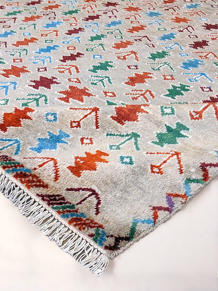 Tangerine Hand Knotted Rug - 278 x 199 cm