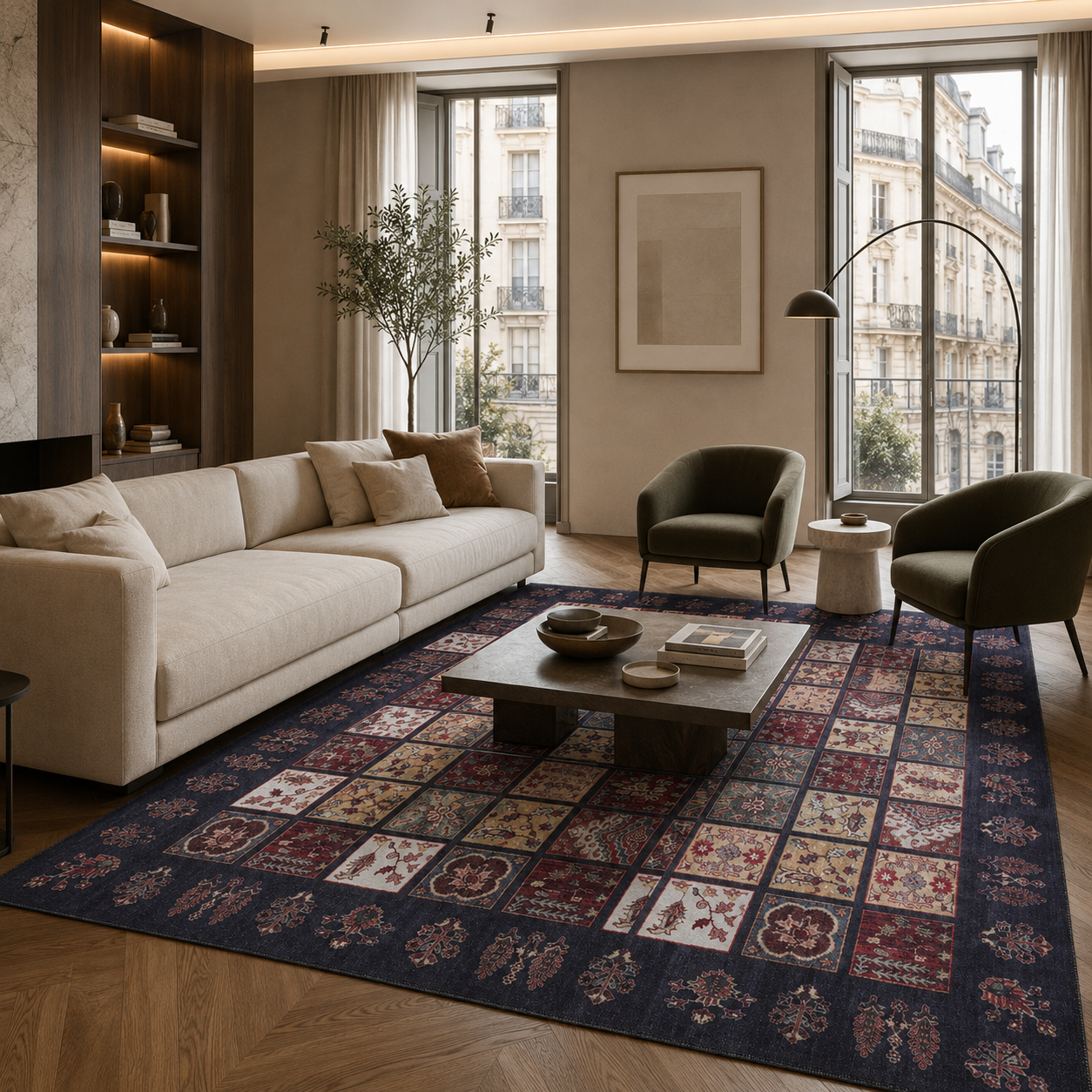 Crafted Heritage Burgundy Washable Rug by Netline Home