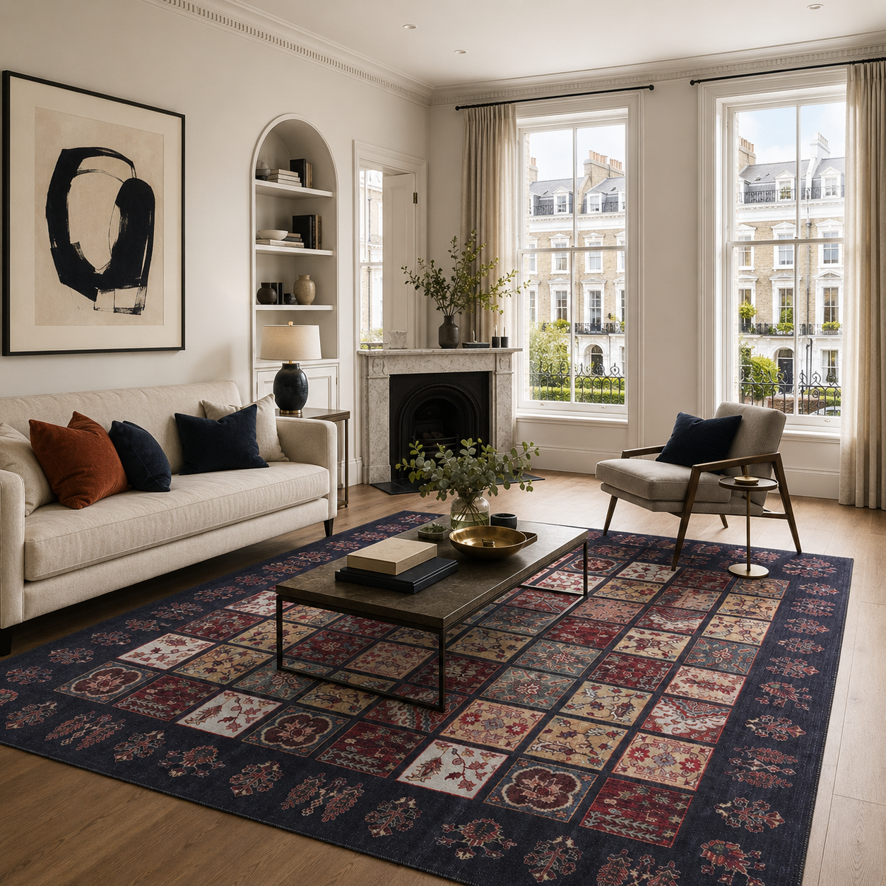 Crafted Heritage Burgundy Washable Rug by Netline Home