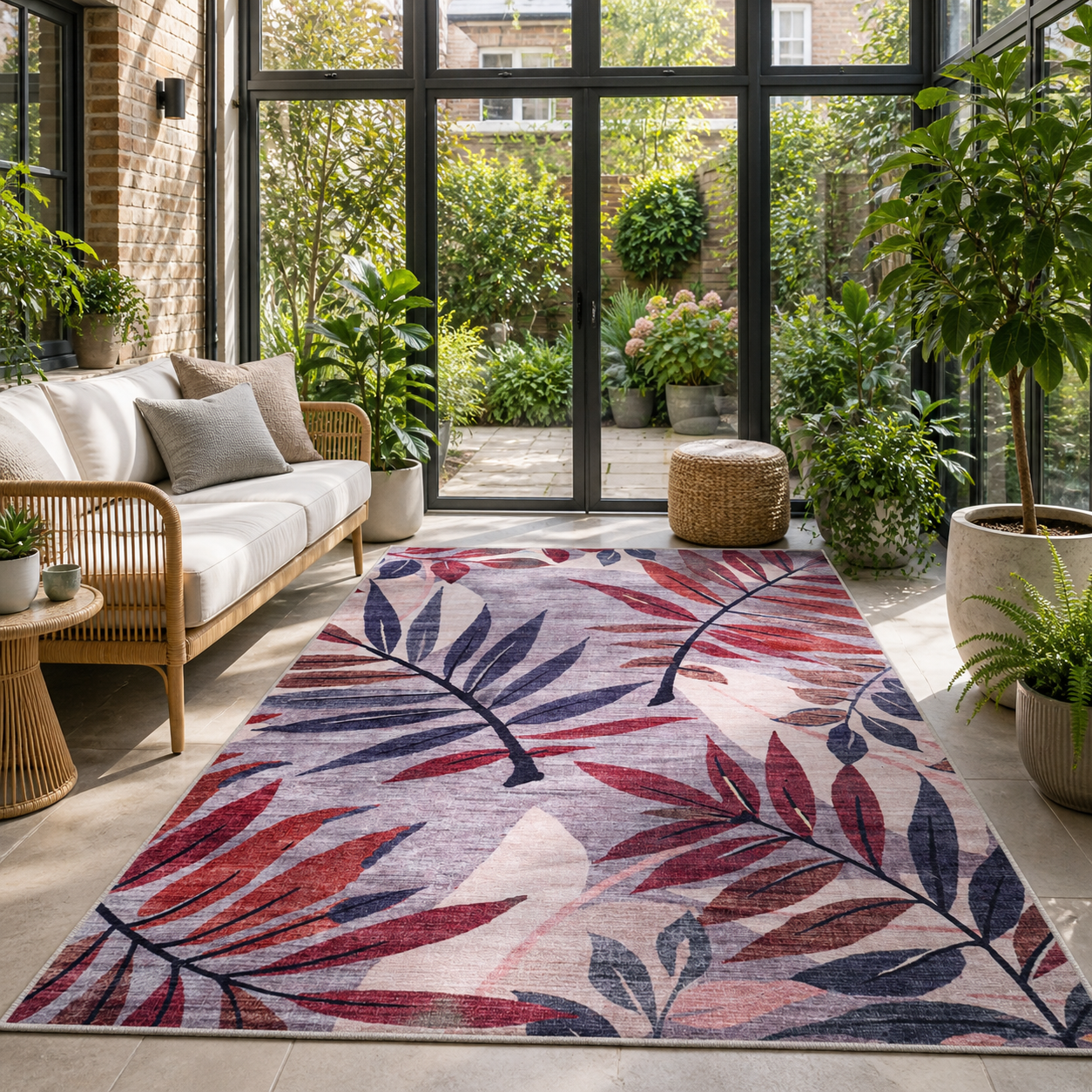 Premier Floral Soft White Washable Rug by Netline Home