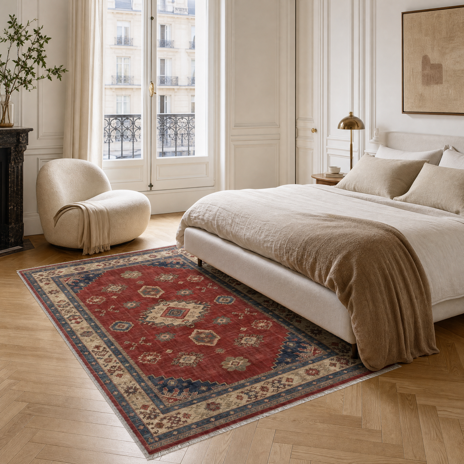 RW3028 washable area rug in a modern bedroom