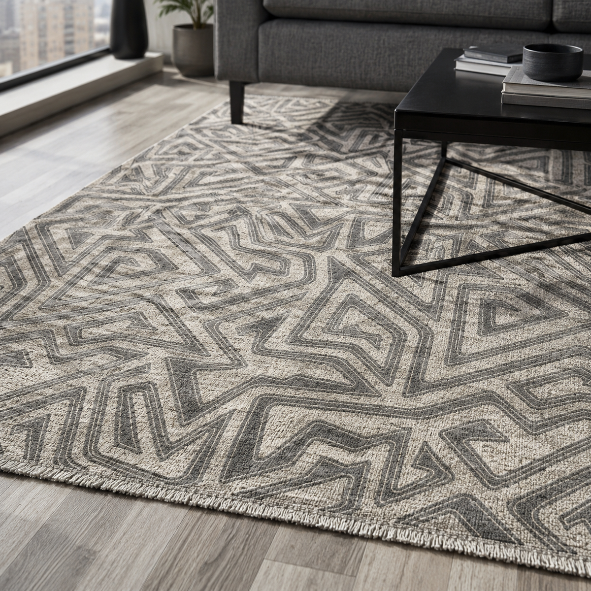 RW7038 washable chenille rug texture and pattern detail