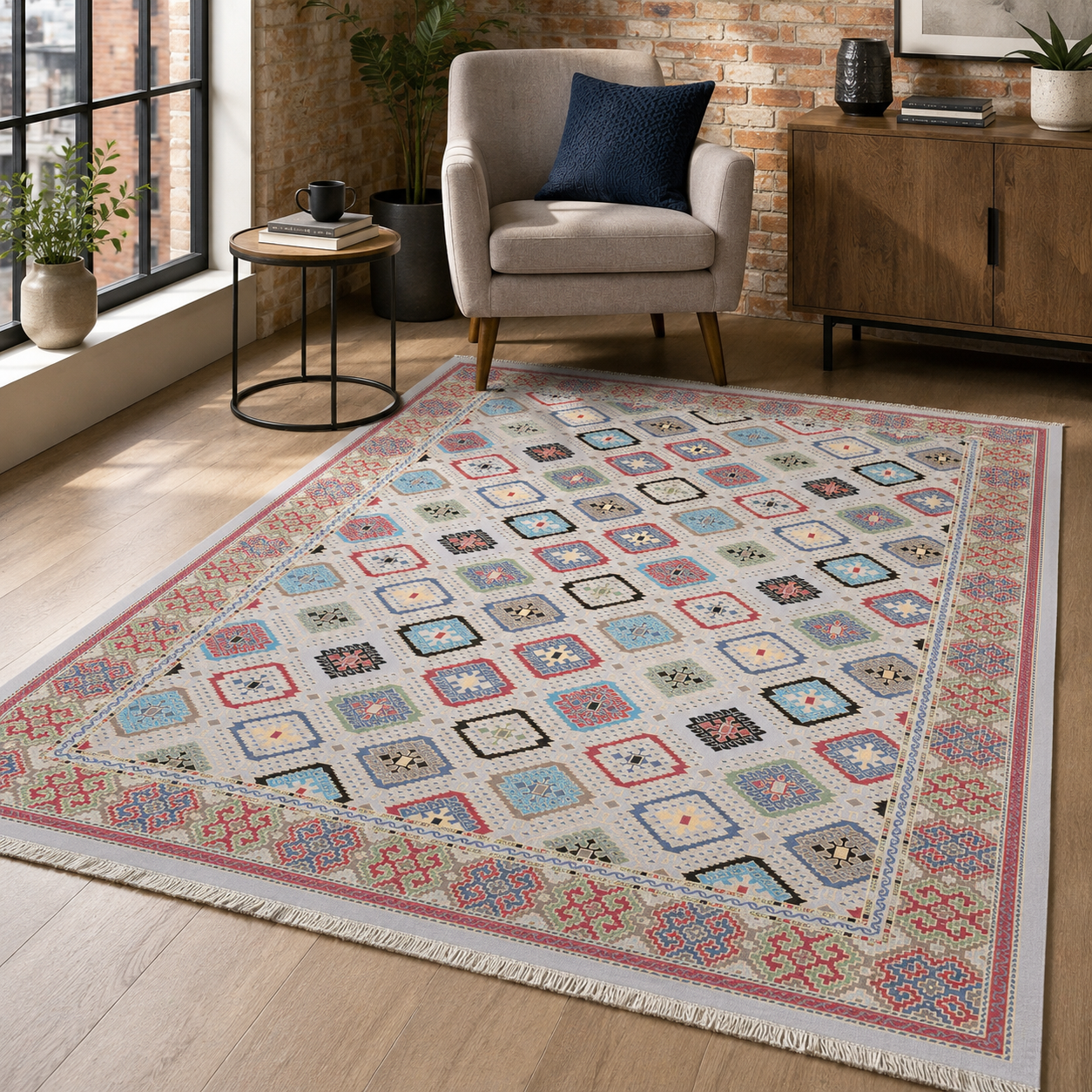RW7061 washable chenille rug texture and pattern detail