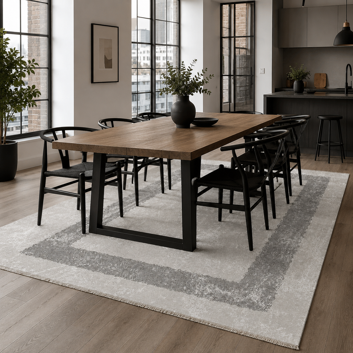 RW7074 washable chenille rug texture and pattern detail