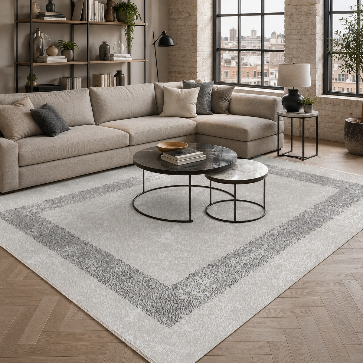 RW7074 washable chenille rug texture and pattern detail