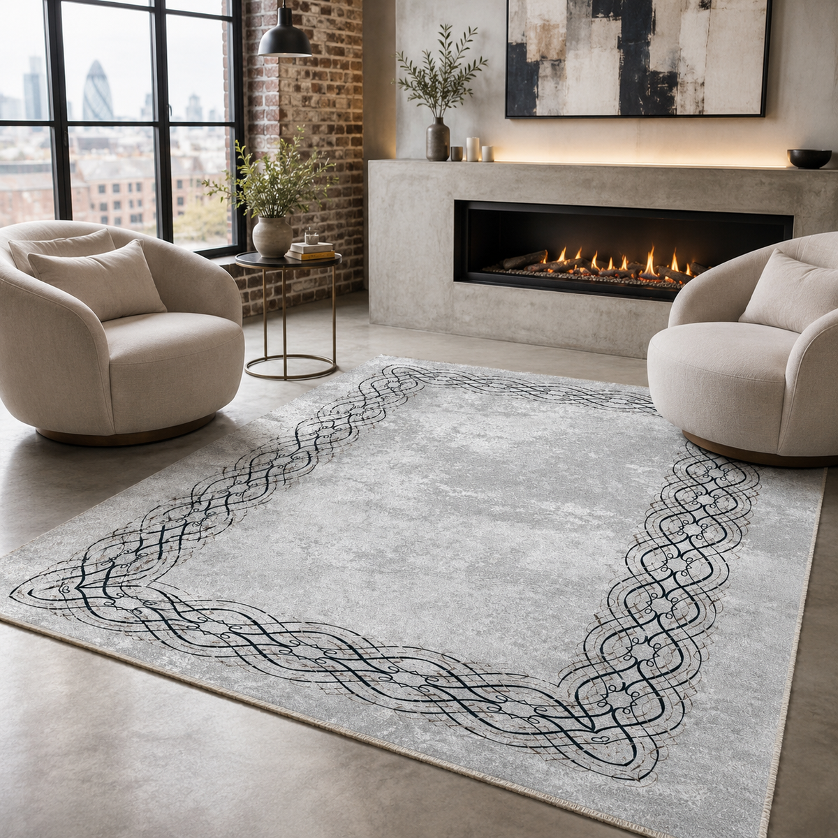 RW7075 washable chenille rug texture and pattern detail