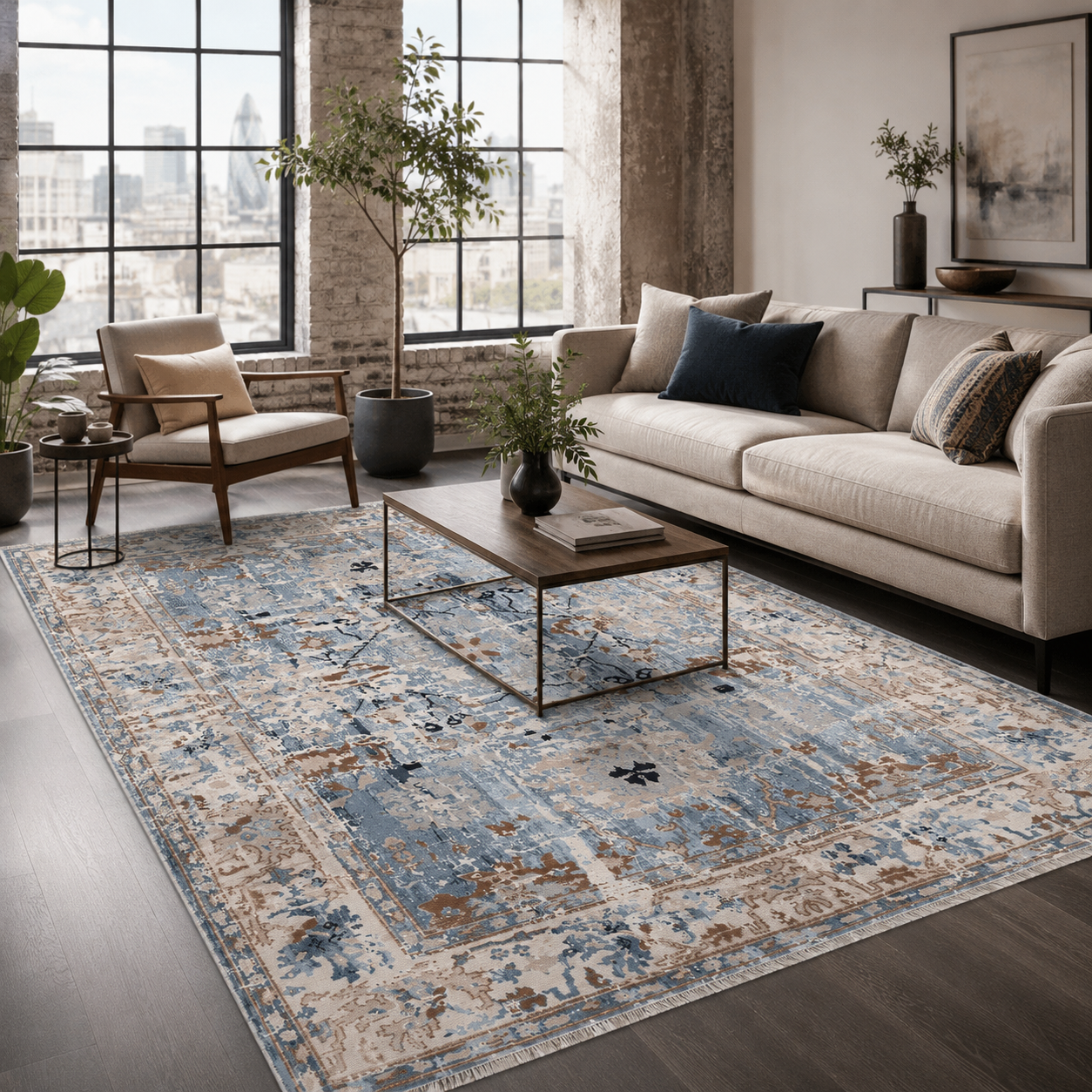 RW7155 washable chenille rug texture and pattern detail