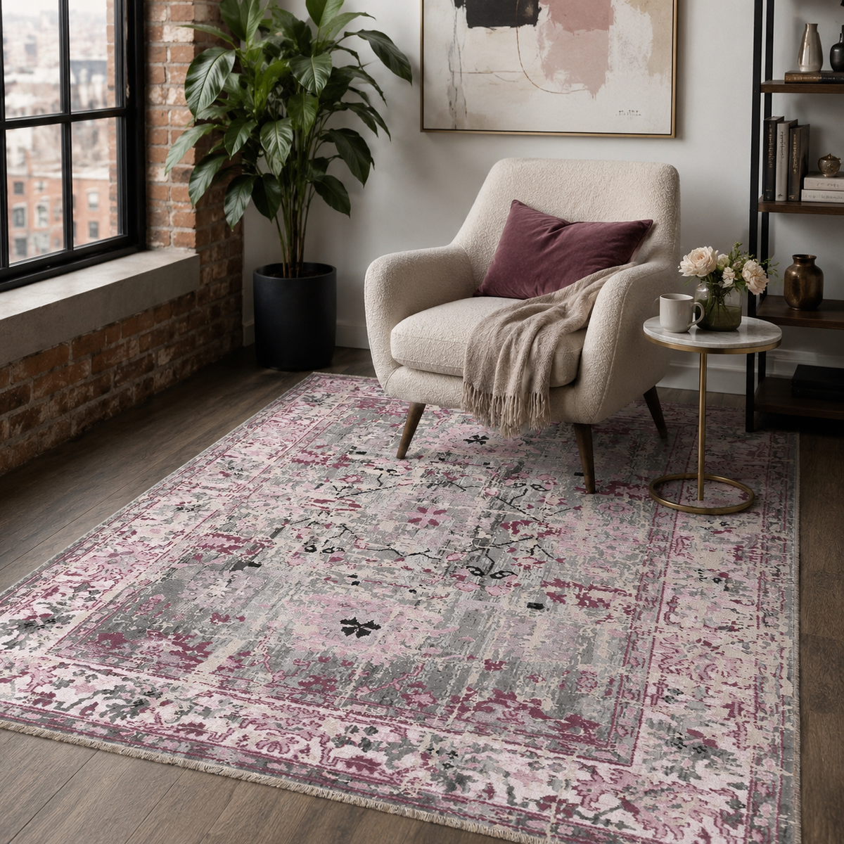 RW7156 washable chenille rug texture and pattern detail