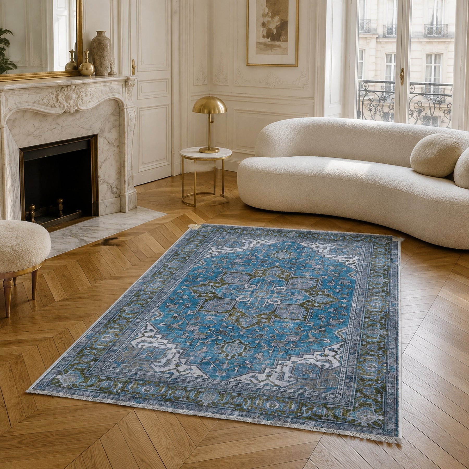 RWK3043203 washable chenille area rug, room scene