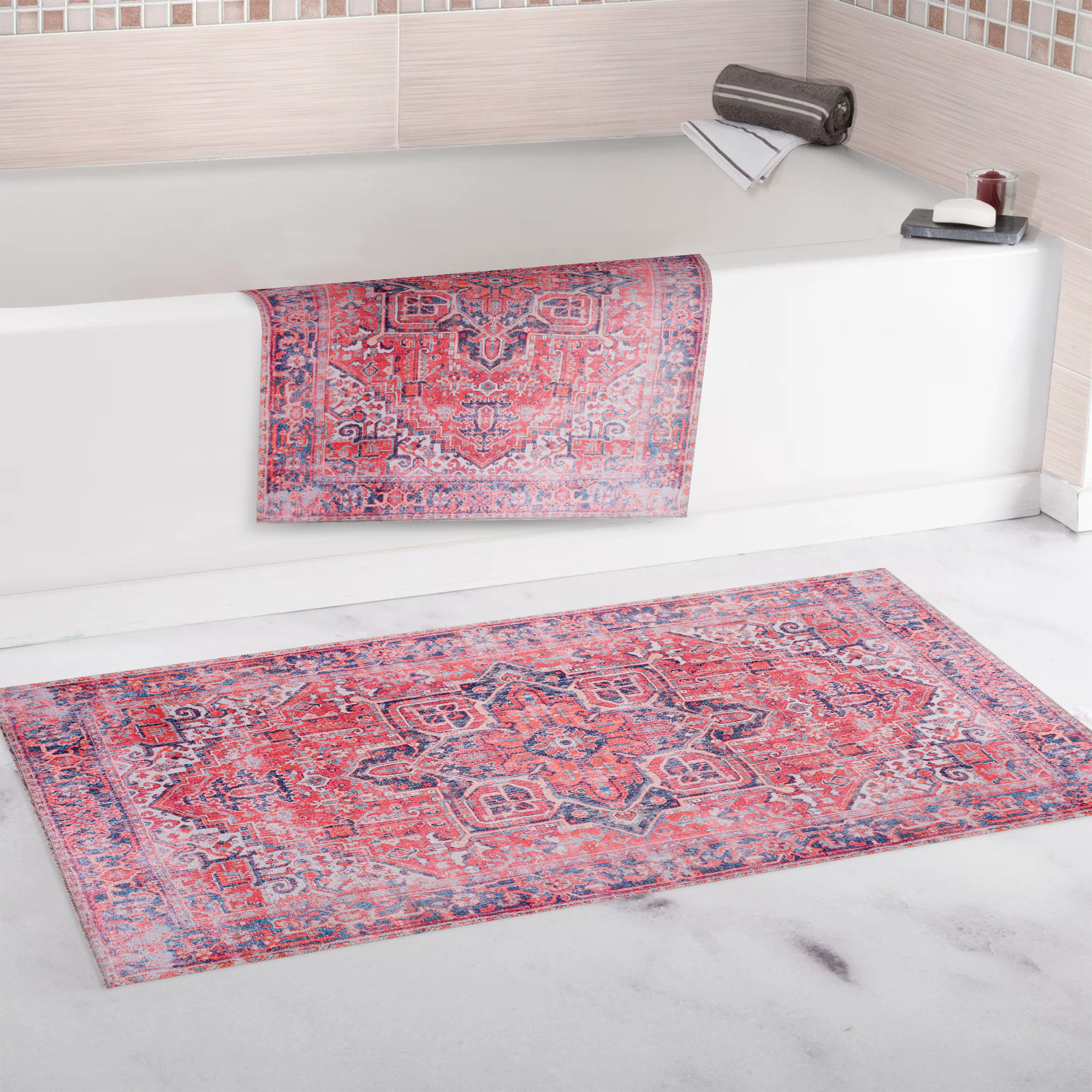 RWNL1001 washable chenille area rug, bathroom