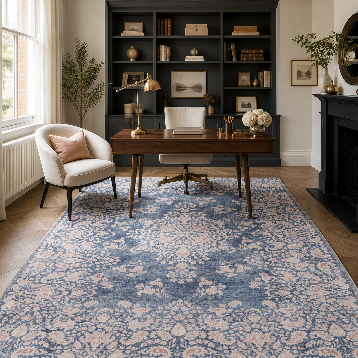 RWR3 washable chenille area rug, room scene