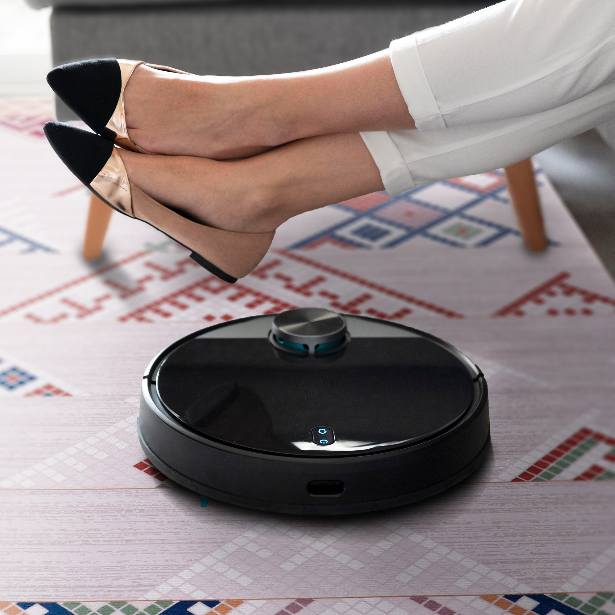 Netline Home Rugs Depot - Bohemian Grey Striped Washable Rug, Design NL1002