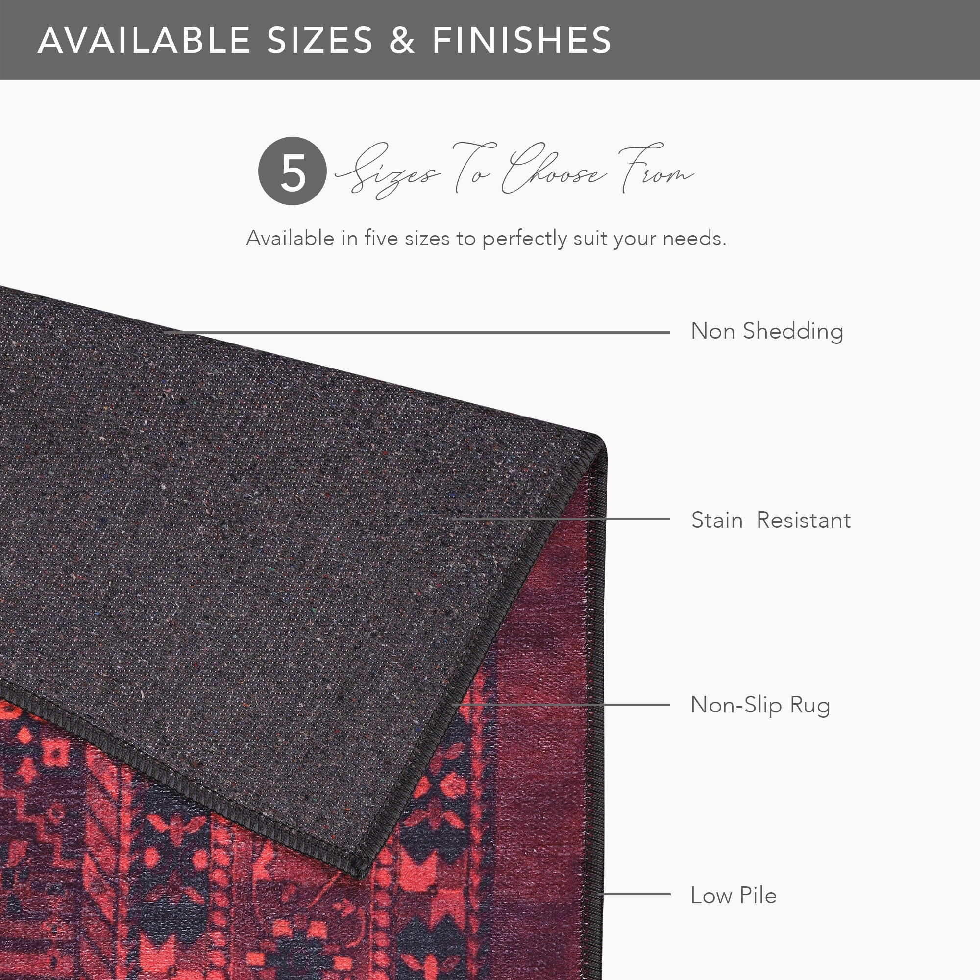 Netline Home Rugs Depot RW1009 – Machine Washable Red Tribal Medallion Rug | Oriental Geometric Carpet for Living Room, Bedroom & Office