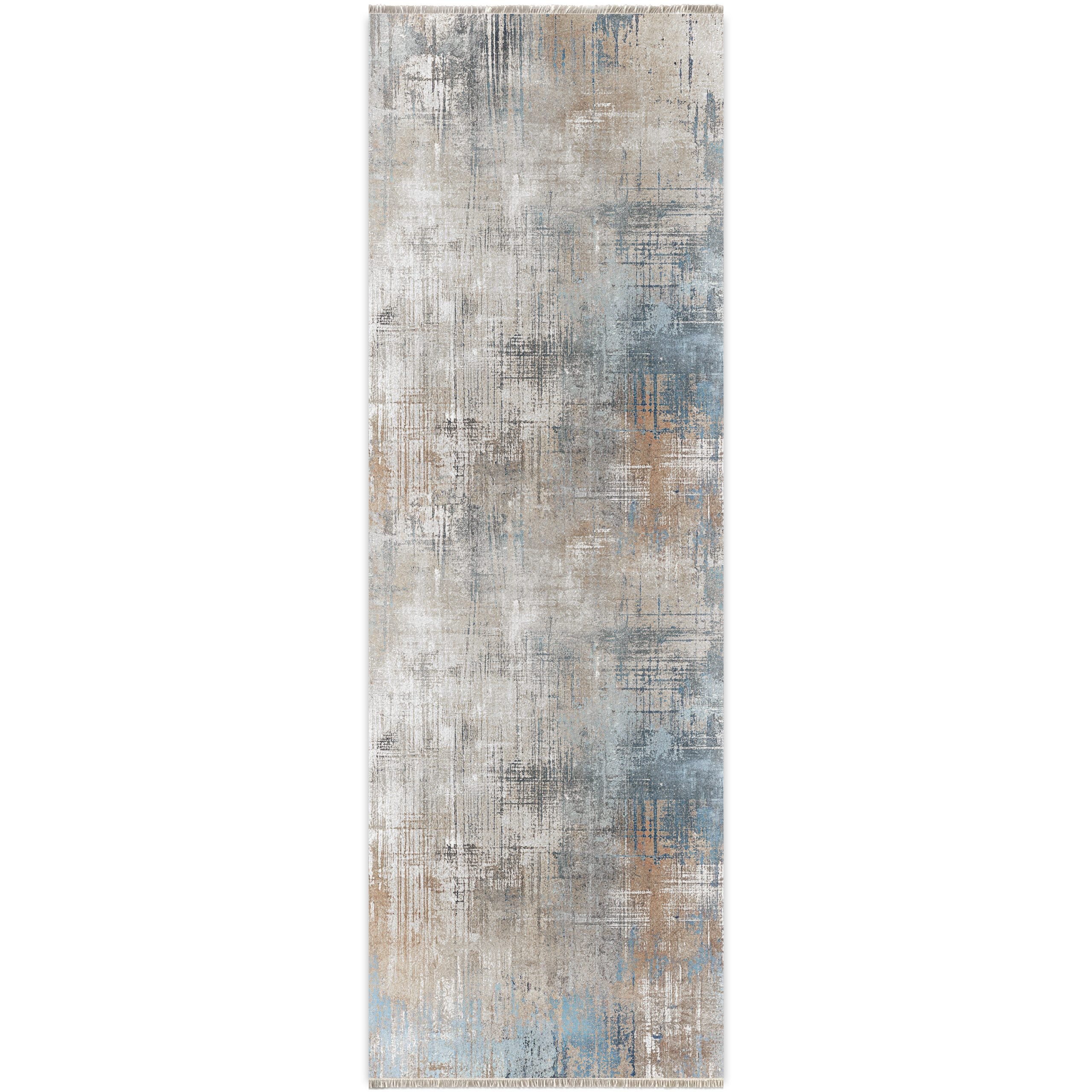 Netline Home Gray Silver Blue Navy Modern Machine Washable Chenille Rug Design T02 - Gallery Image 9 - Netline Home