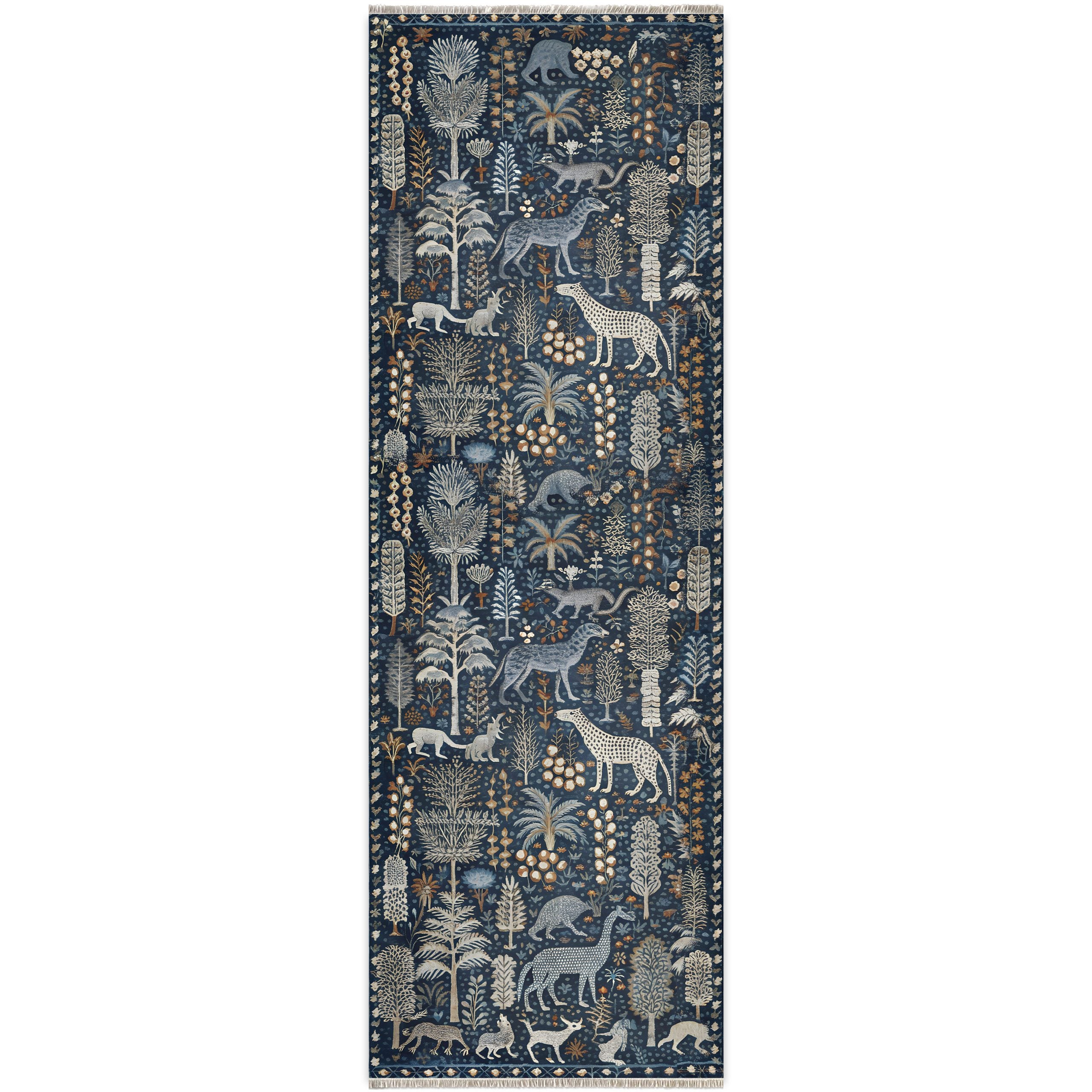 Netline Home Blue Navy Ethnic Machine Washable Chenille Rug Design T07 - Gallery Image 8 - Netline Home