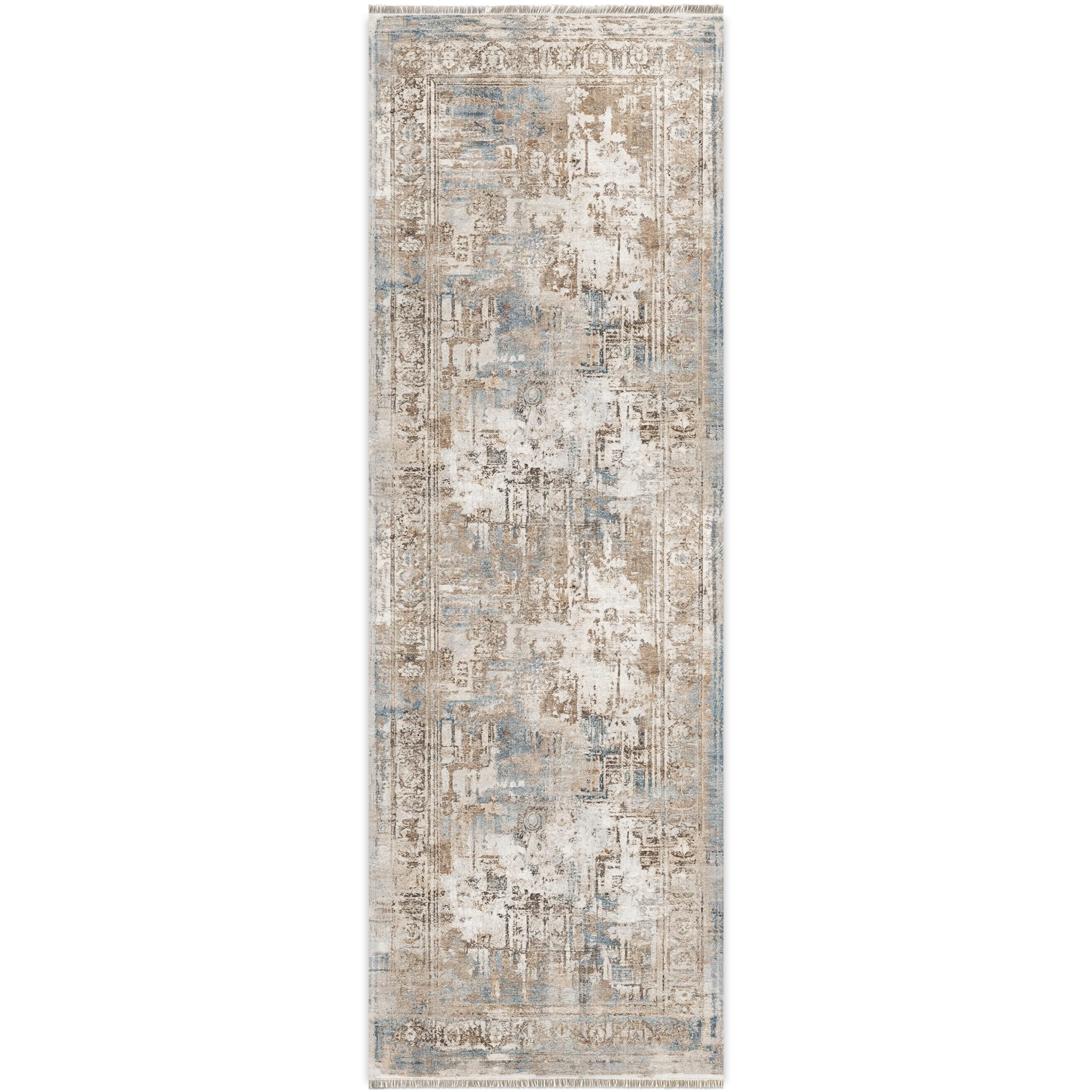 Netline Home Blue Navy Mink Brown Classic Vintage Machine Washable Chenille Rug Design T09 - Gallery Image 8 - Netline Home