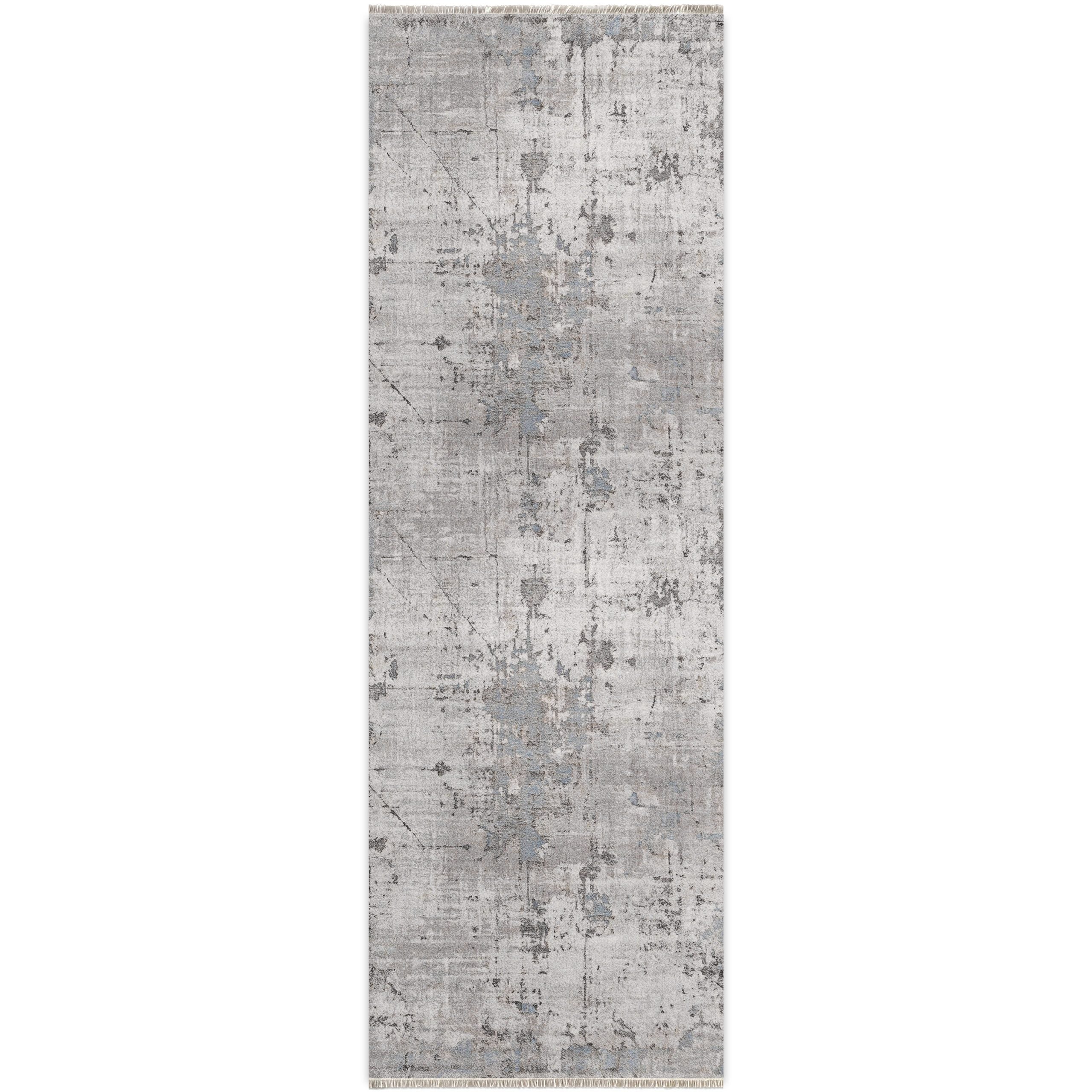 Netline Home Gray Silver Blue Navy Modern Vintage Machine Washable Chenille Rug Design NH7009 - Gallery Image 8 - Netline Home