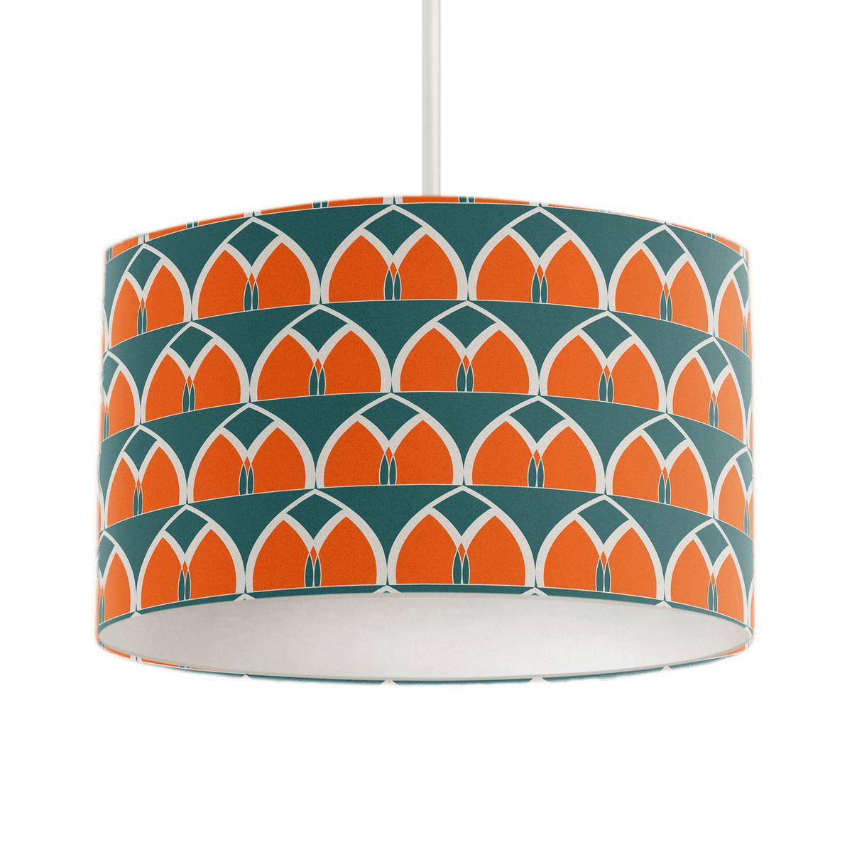 Teal and Orange Geometric Arches Design Lampshade – Ceiling & Table Compatible