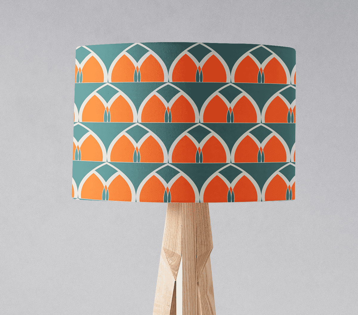 Teal and Orange Geometric Arches Design Lampshade – Ceiling & Table Compatible