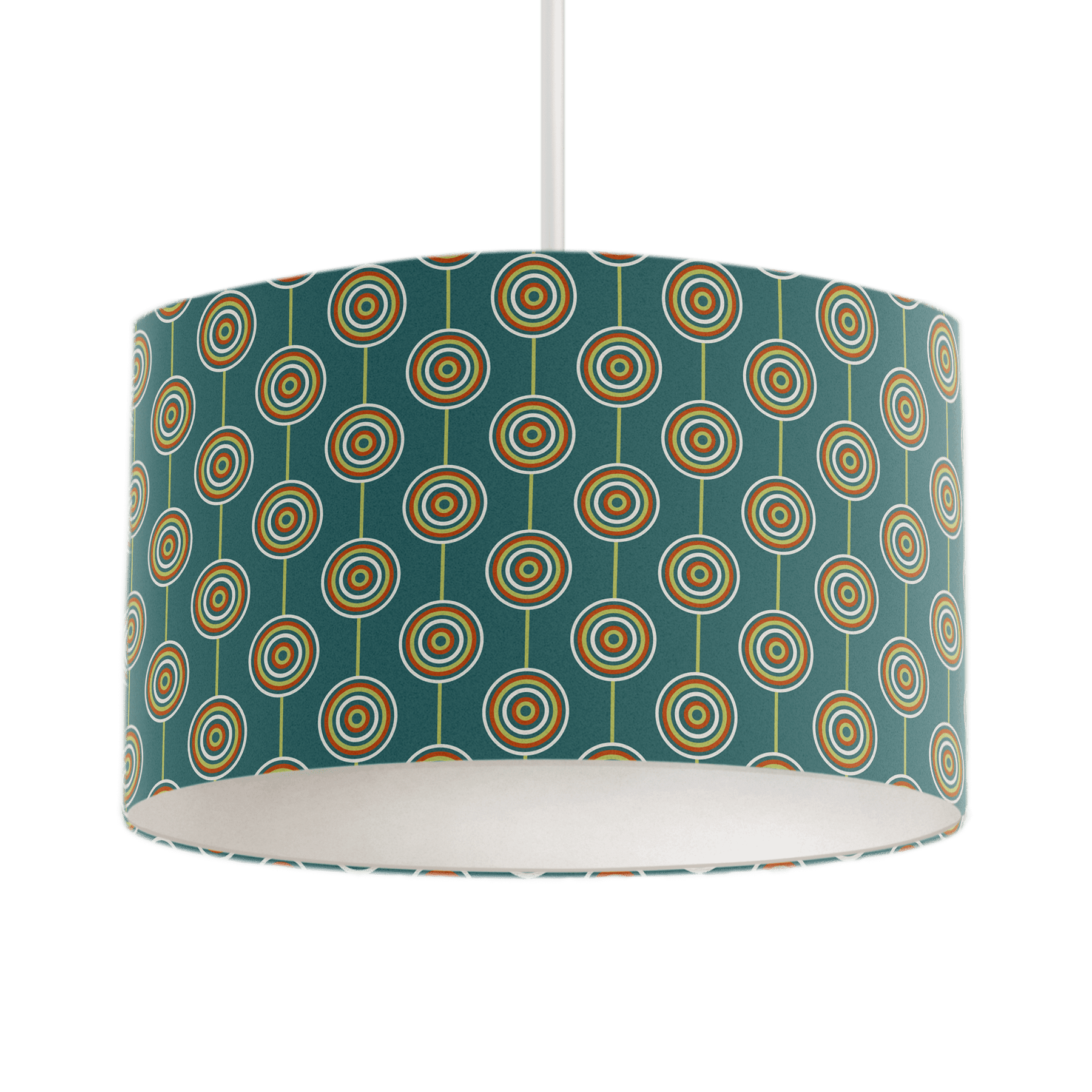 Teal Retro Circles Design Lampshade – Ceiling & Table Compatible